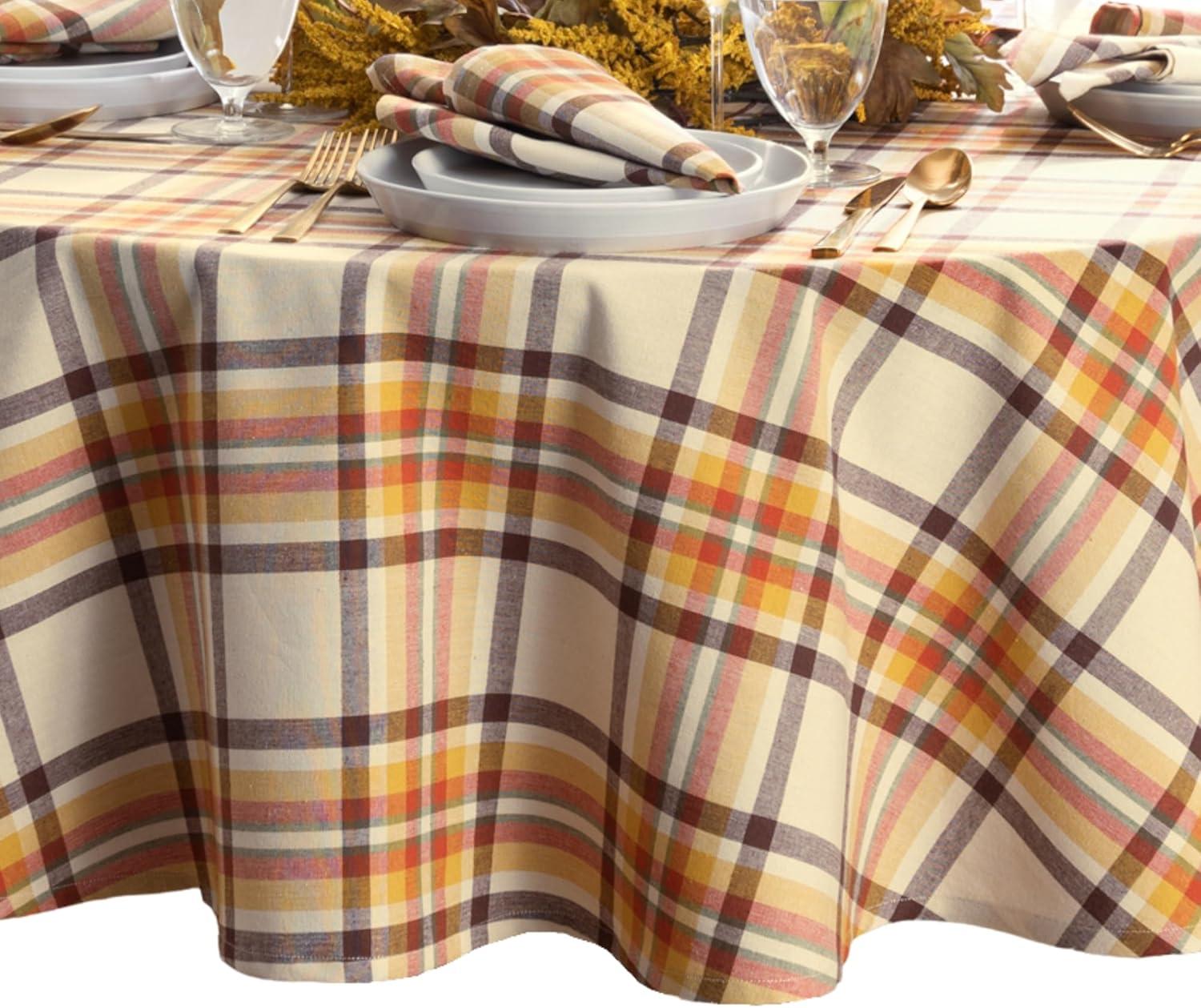 Elrene Russet Harvest Woven Plaid Tablecloth - Elrene Home Fashions