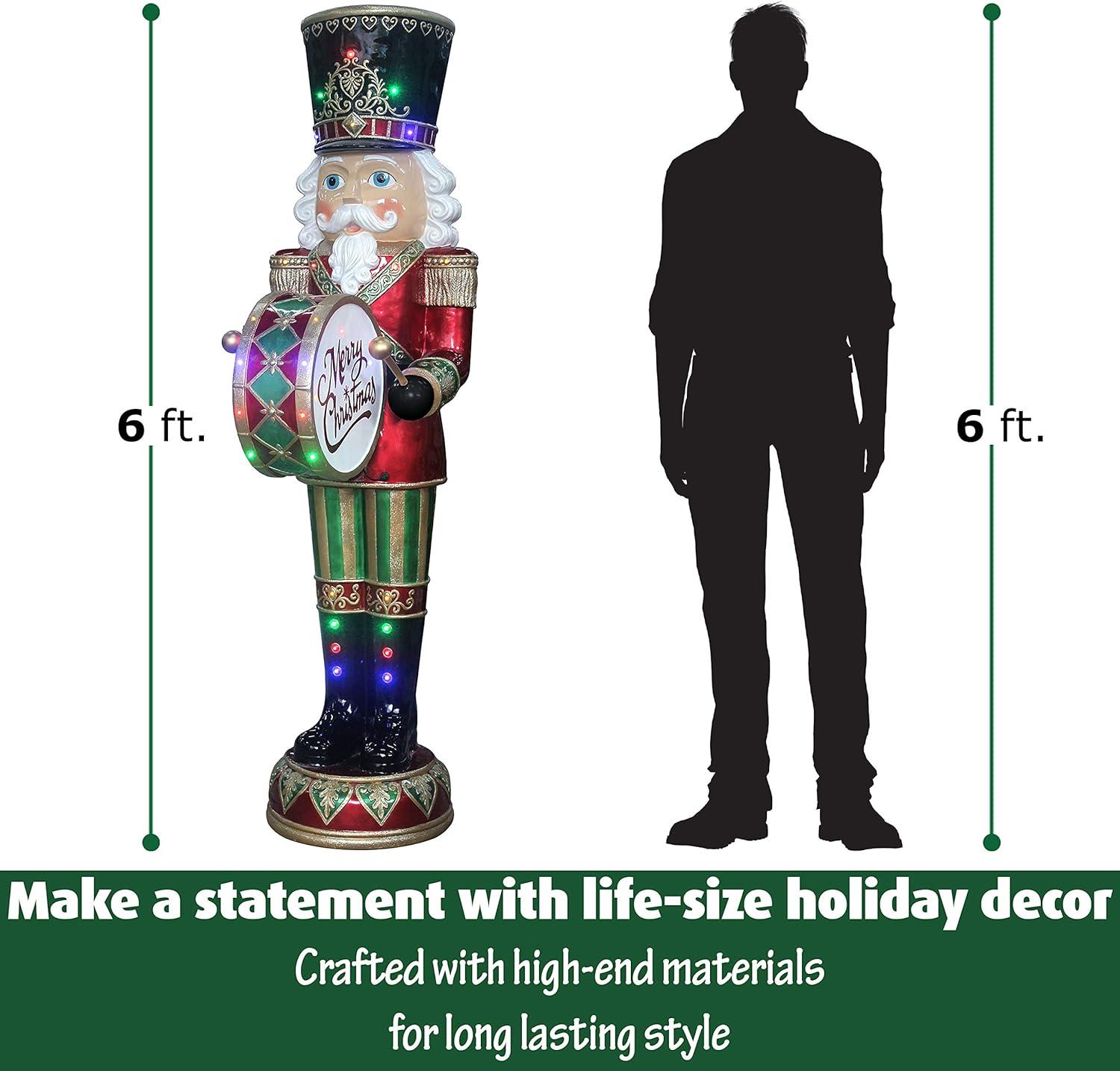 Fraser Hill Farm 6-Ft. Nutcracker Drummer Holiday Figurine, Life-Sized