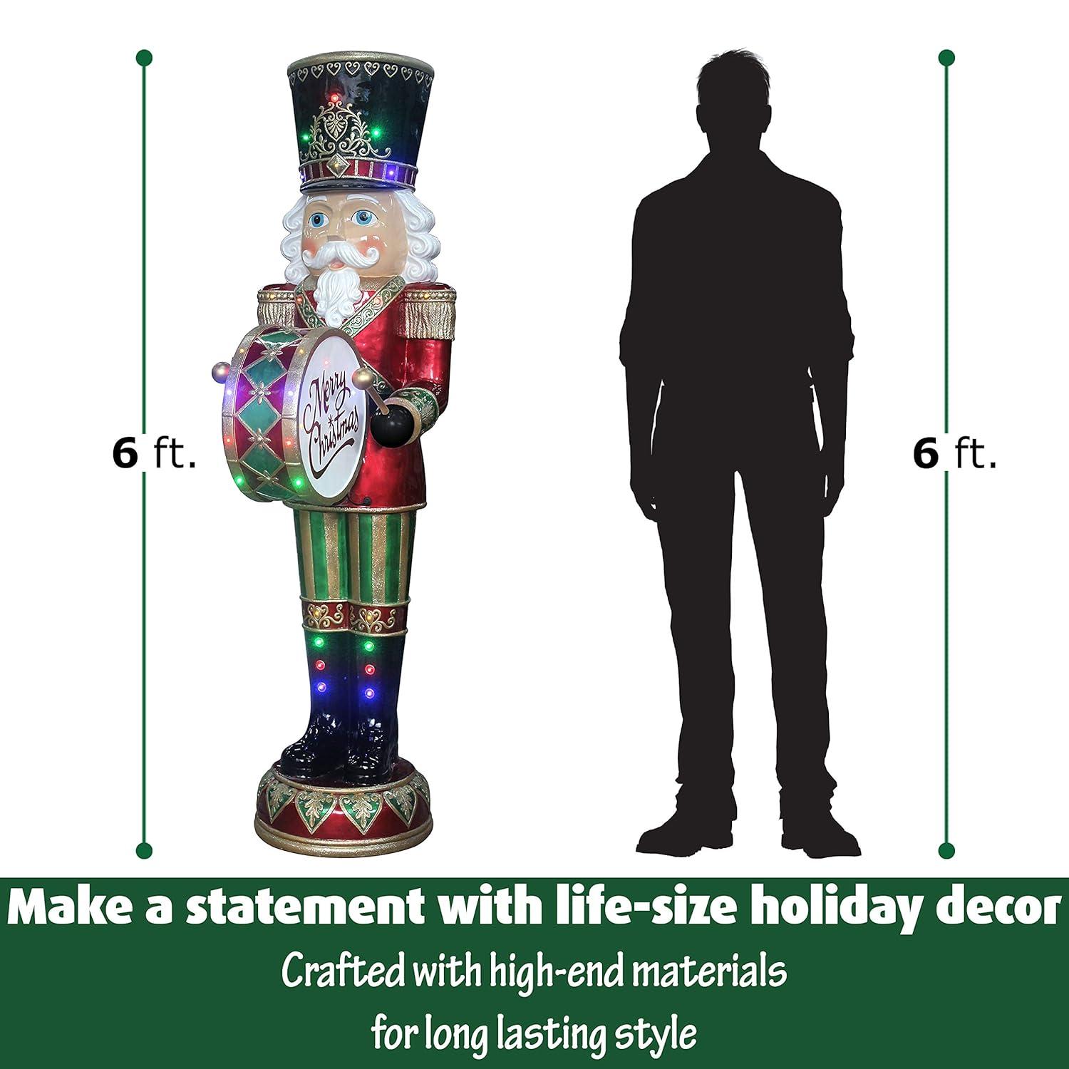 Fraser Hill Farm Fraser Hill Farm 6-Ft. Nutcracker Drummer Holiday Figurine, Life-Sized