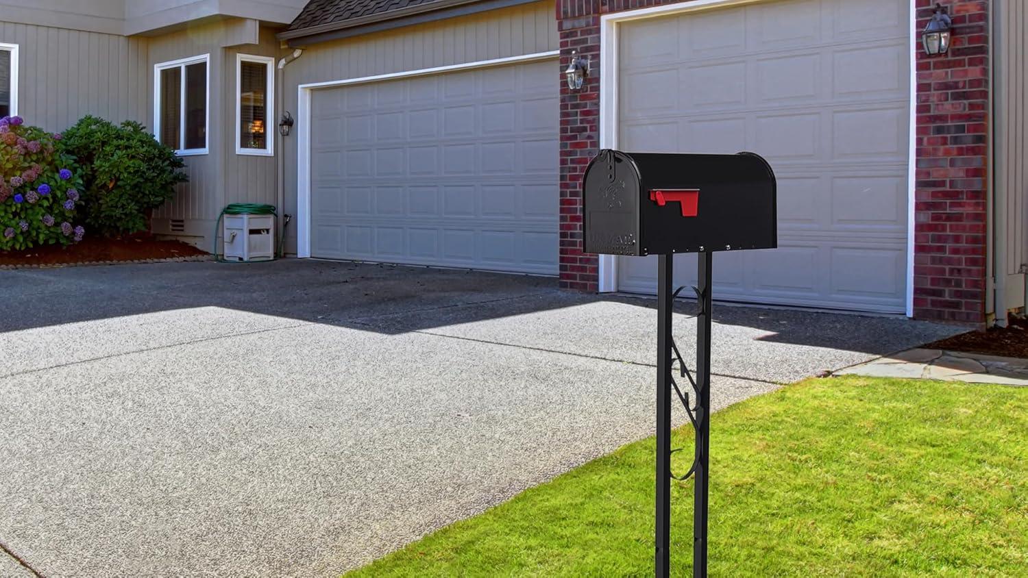 Architectural Mailboxes Mailbox To Go Galvanized Steel, Medium, Mailbox and Post Kit in Black