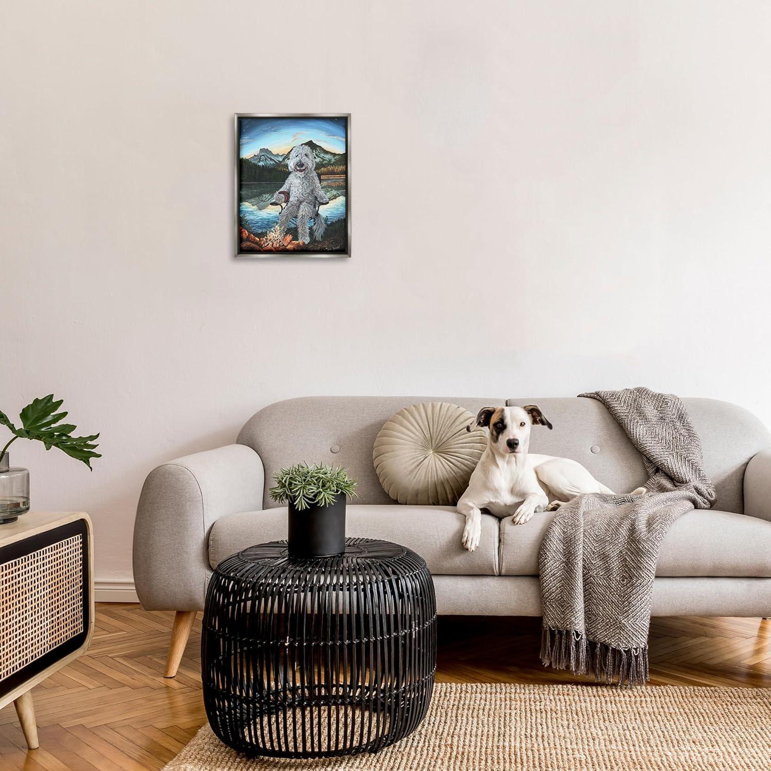 Stupell Industries Dog by Campfire LandscapeFloater Canvas Wall Art, 17 x 21