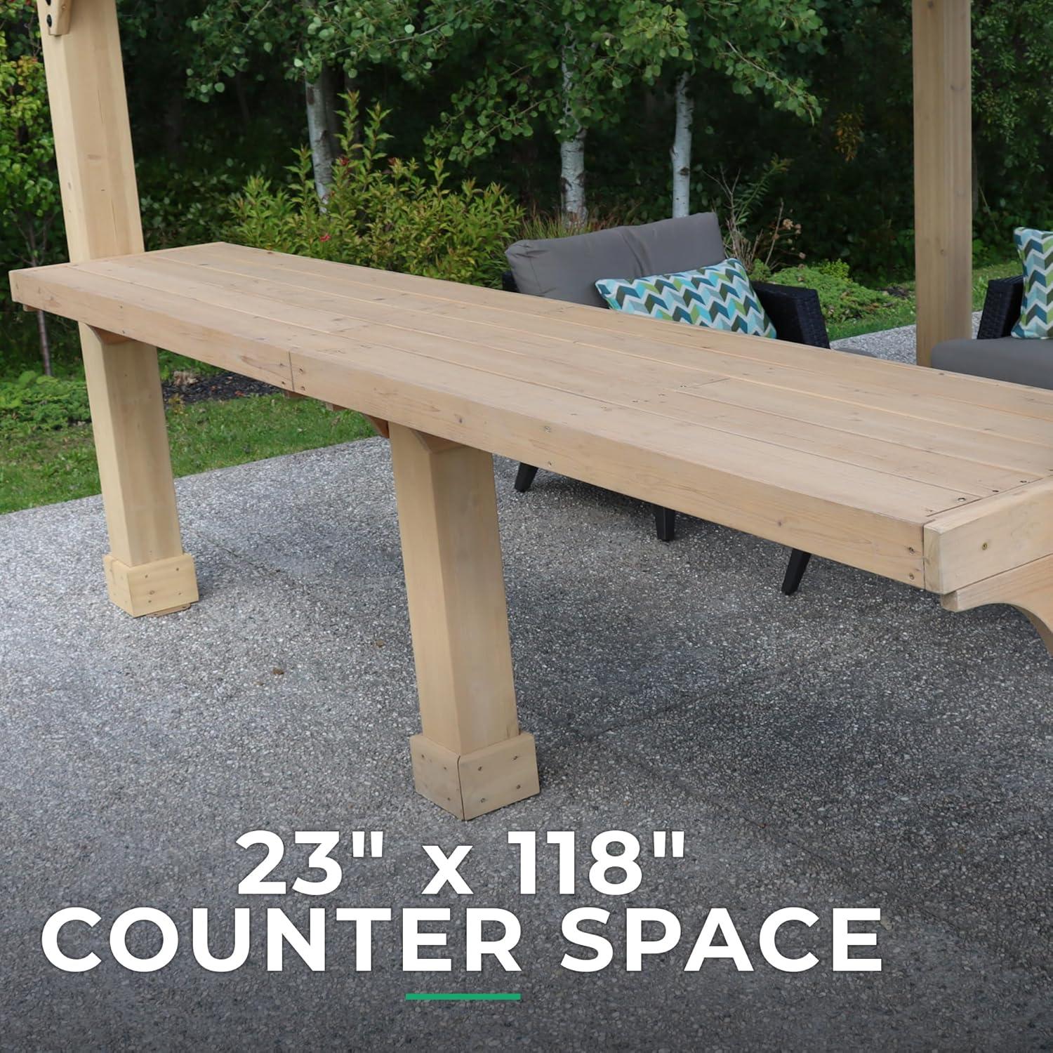 Yardistry 12' Meridian Bar Counter  Premium Cedar Wood Bar Counter