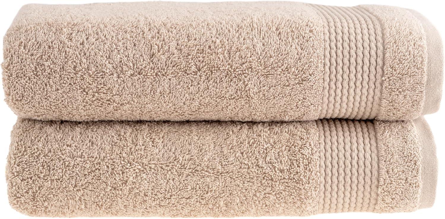 HALLEY Turkish Bath Towels Set - 2 Pack Bathroom Set, Ultra Soft, Machine Washable, Highly Absorbent, 100% Cotton - Luxury Spa Quality - Brown