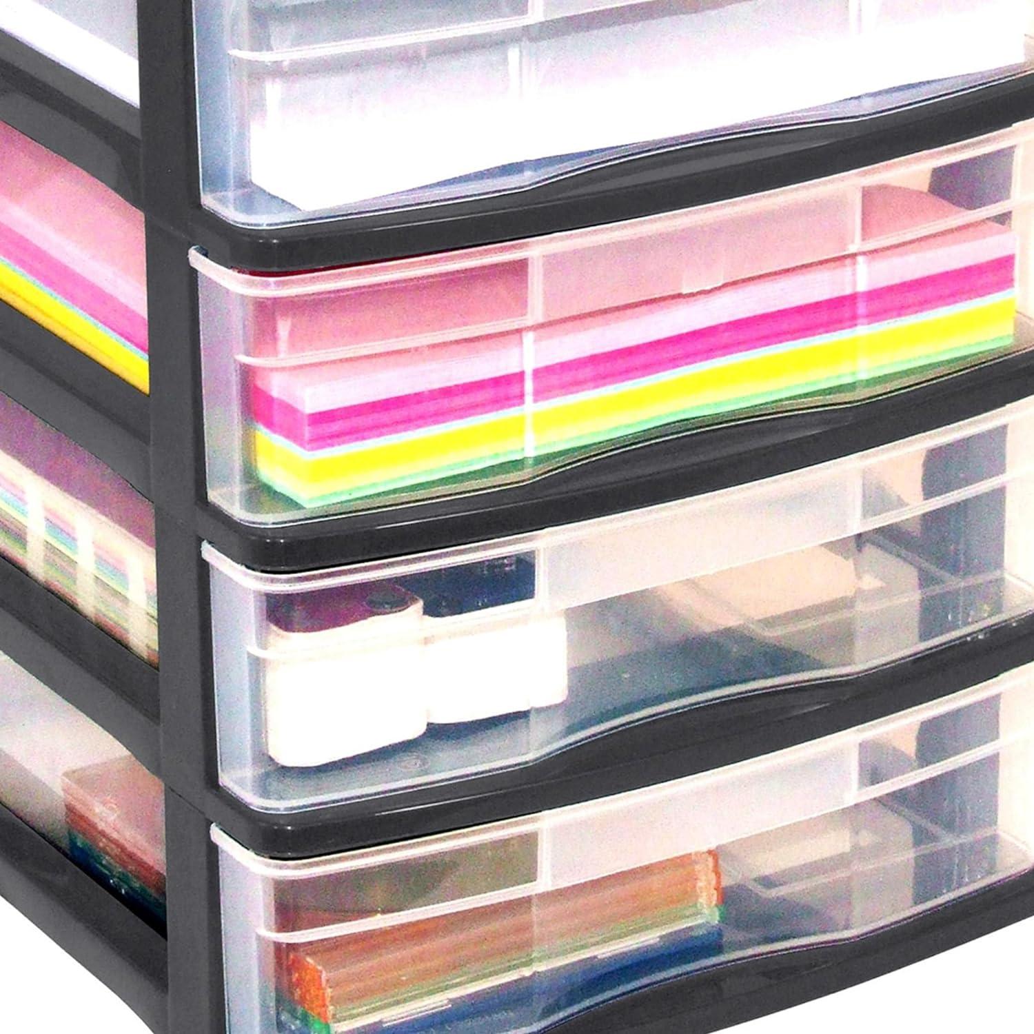 Black Plastic Resin 4-Drawer Desktop Storage Organizer