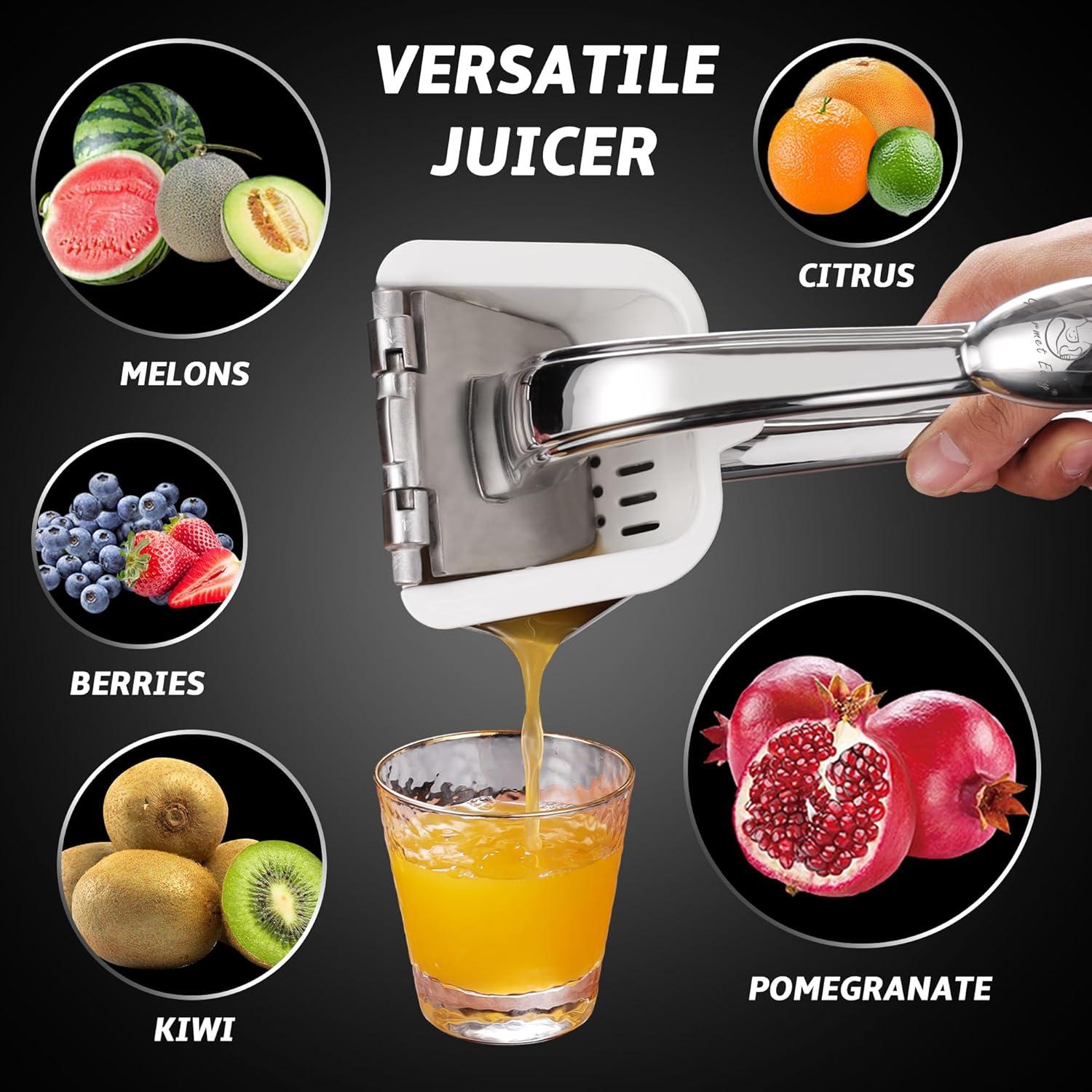Gourmet Easy - Stainless Steel Lemon Squeezer, Heavy-Duty Orange Juicer, Durable Hand Press Citrus Juicer, Portable Lime Squeezer, Rust-Free, Easy to Clean, Ideal for Kitchen & Bar