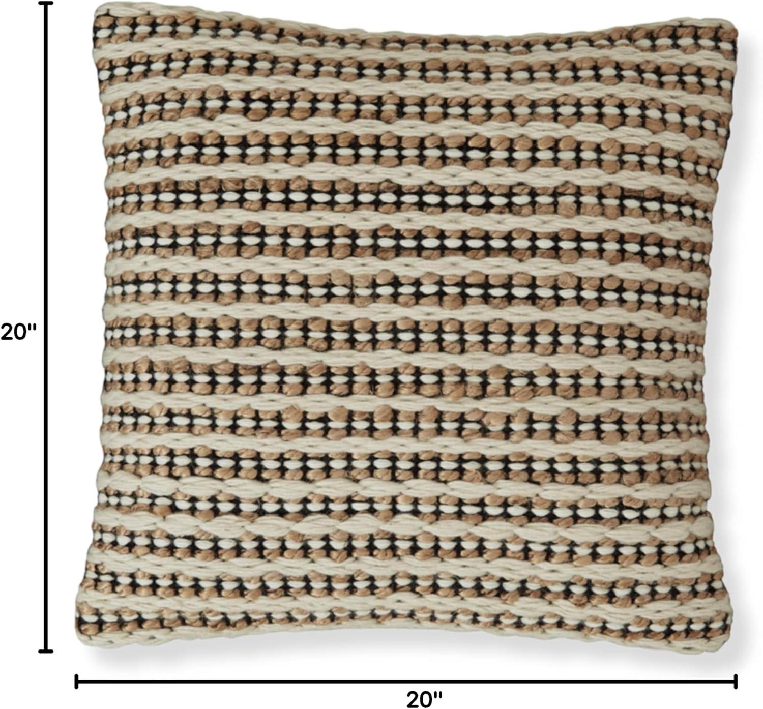 Nealington 20" Square Wool and Jute Striped Pillow