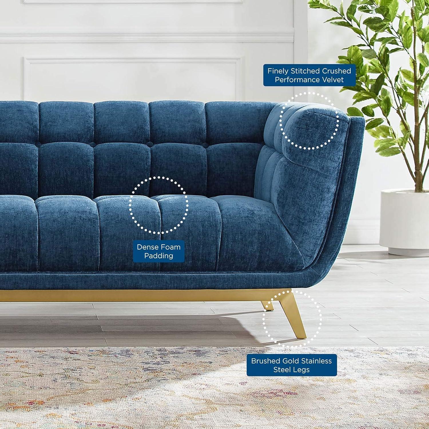 Sofa, Velvet, Blue Navy, Modern Contemporary Urban Design, Living Lounge Room Hotel Lobby Hospitality