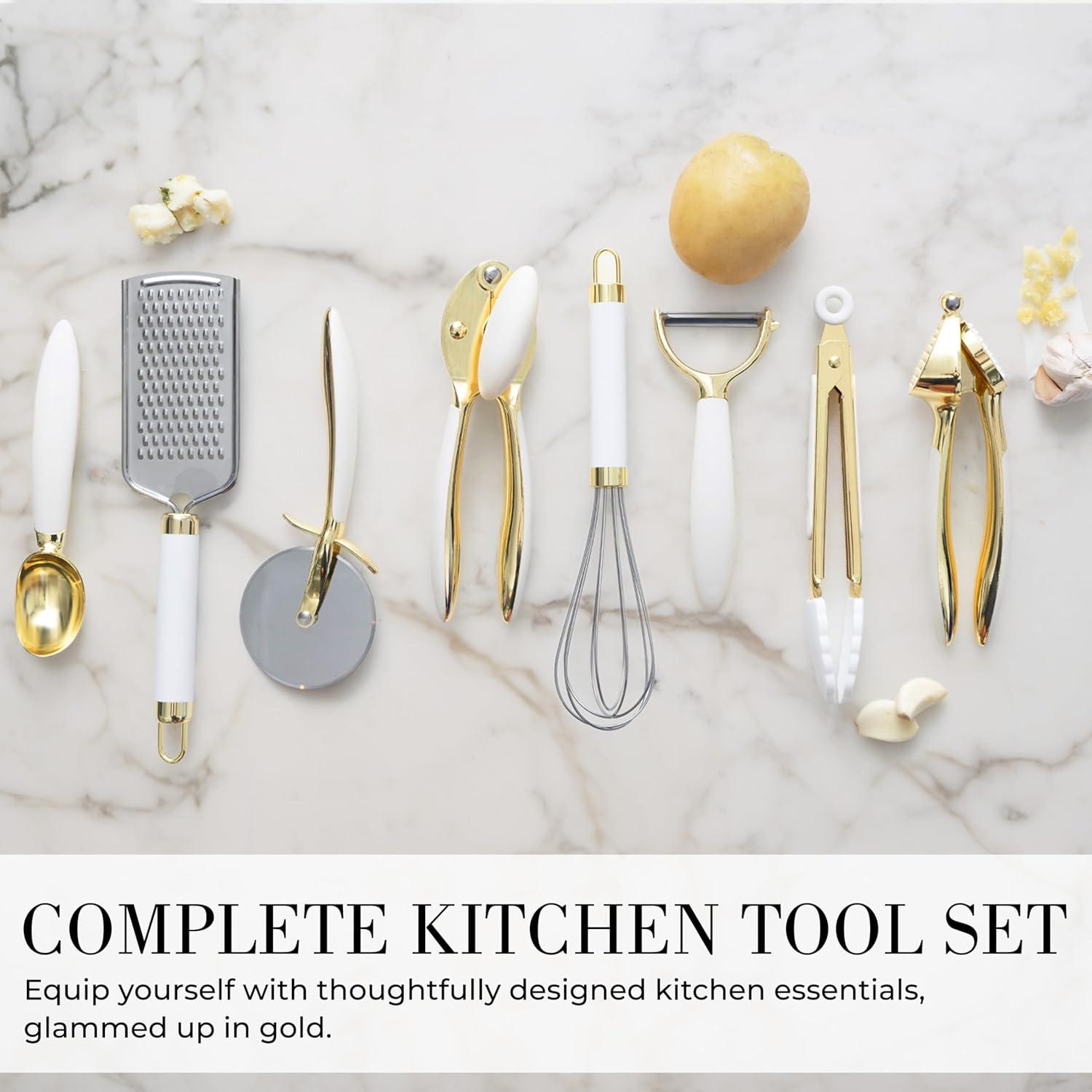 Styled Settings White & Gold Kitchen Tools and Gadgets with Anti-Slip Handles