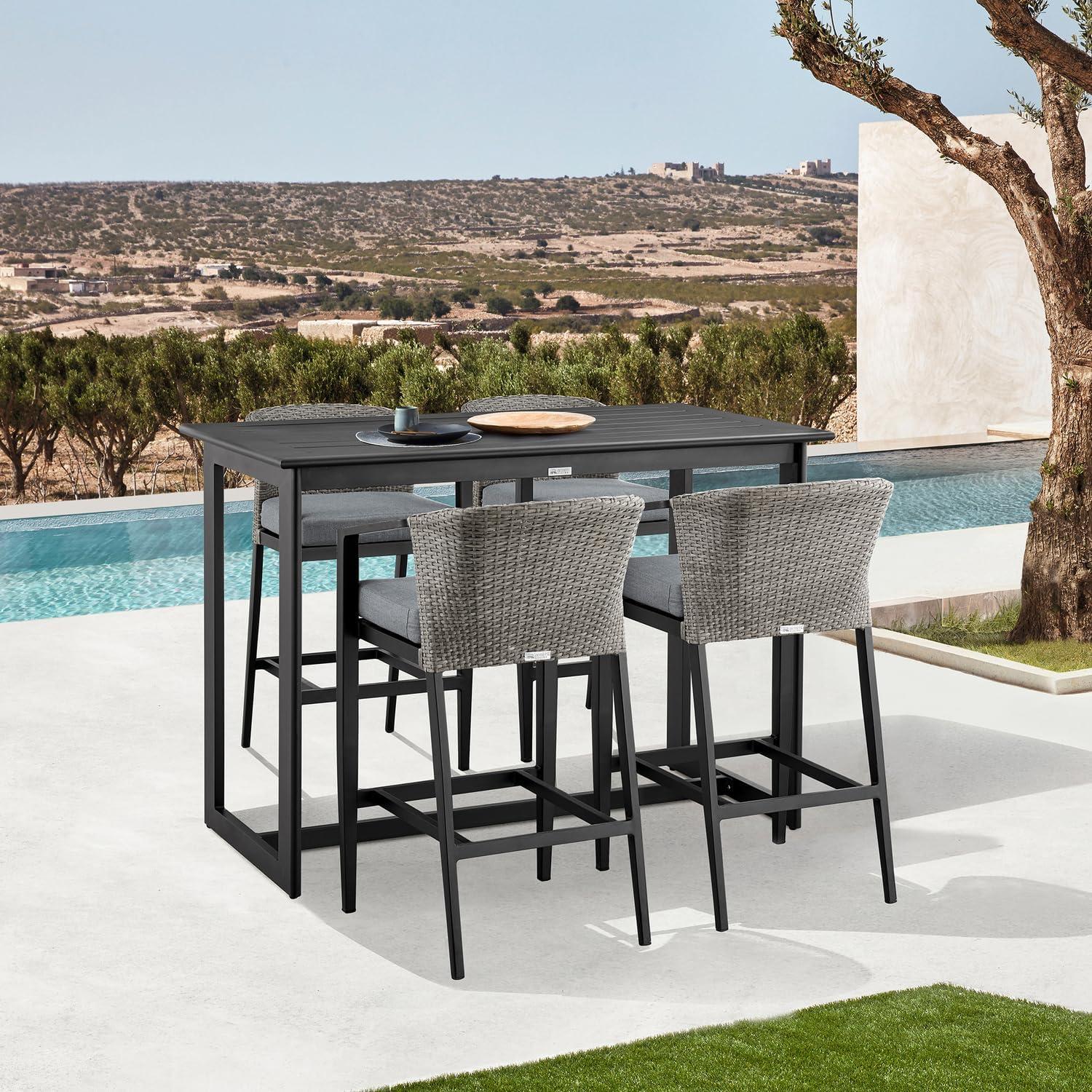 Aileen Black and Grey Aluminum 5-Piece Bar Height Outdoor Dining Set