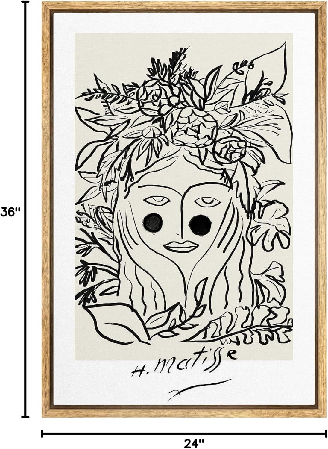 SIGNLEADER Abstract Black Floral Woman Artwork Modern Wall Art Framed Canvas by Henri Matisse Painting Print