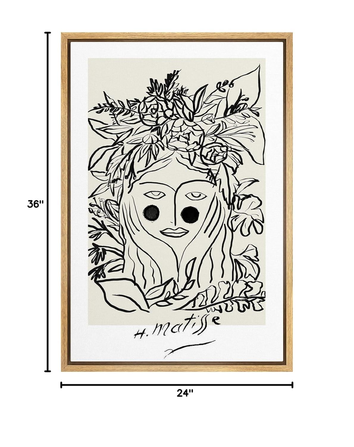 SIGNLEADER Abstract Black Floral Woman Artwork Modern Wall Art Framed Canvas by Henri Matisse Painting Print