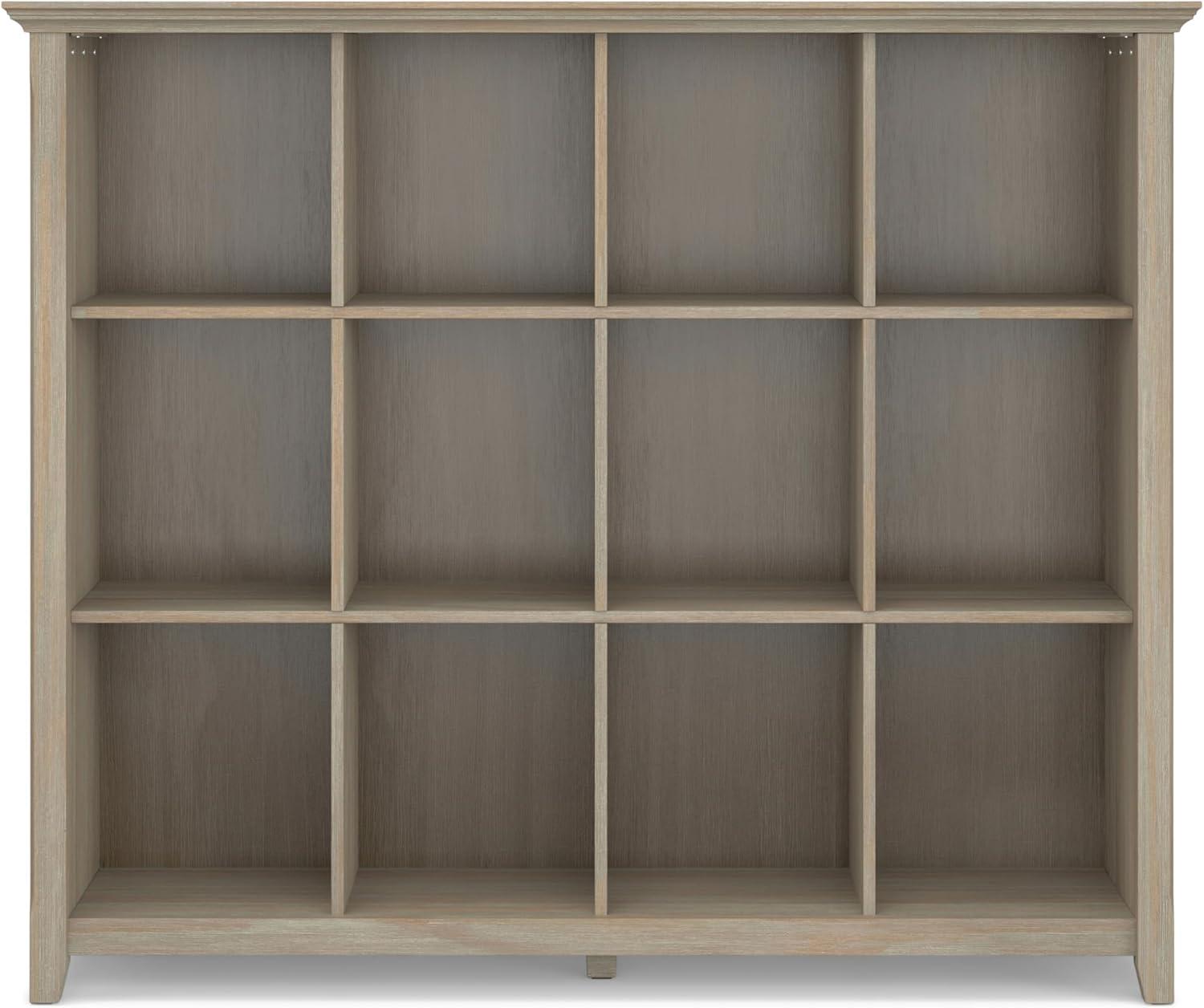 Distressed Gray Solid Wood 12-Cube Storage Unit