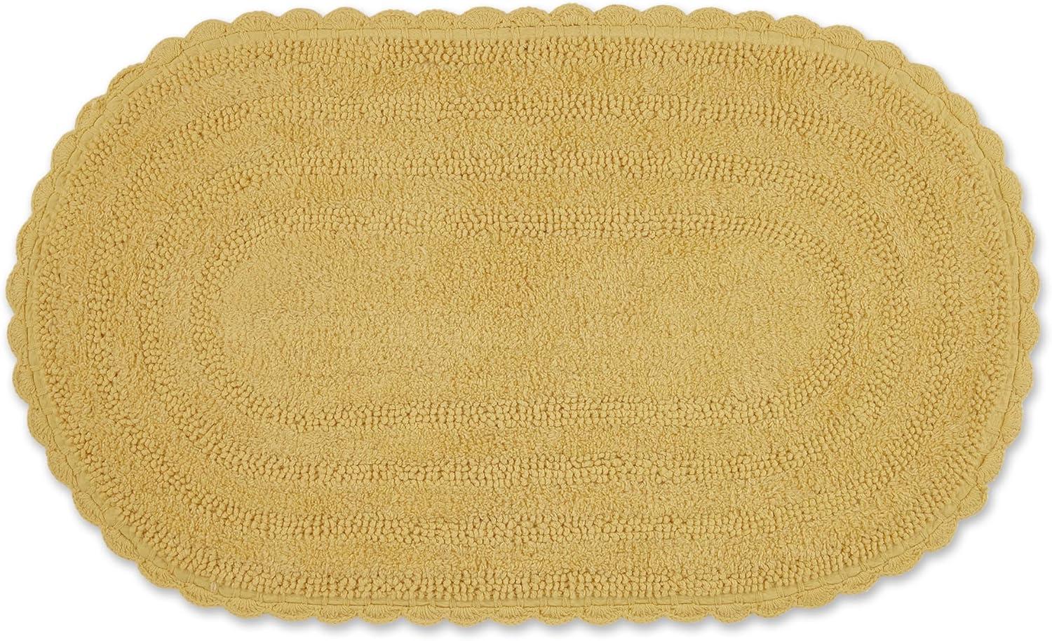 Design Imports Yellow Large Oval Crochet Bath Mat