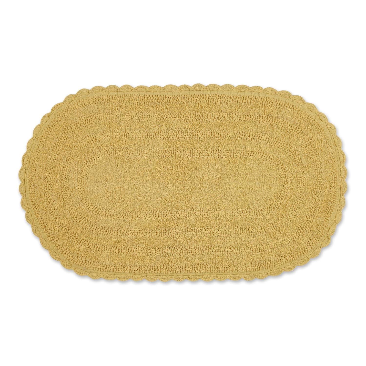 Design Imports Yellow Large Oval Crochet Bath Mat