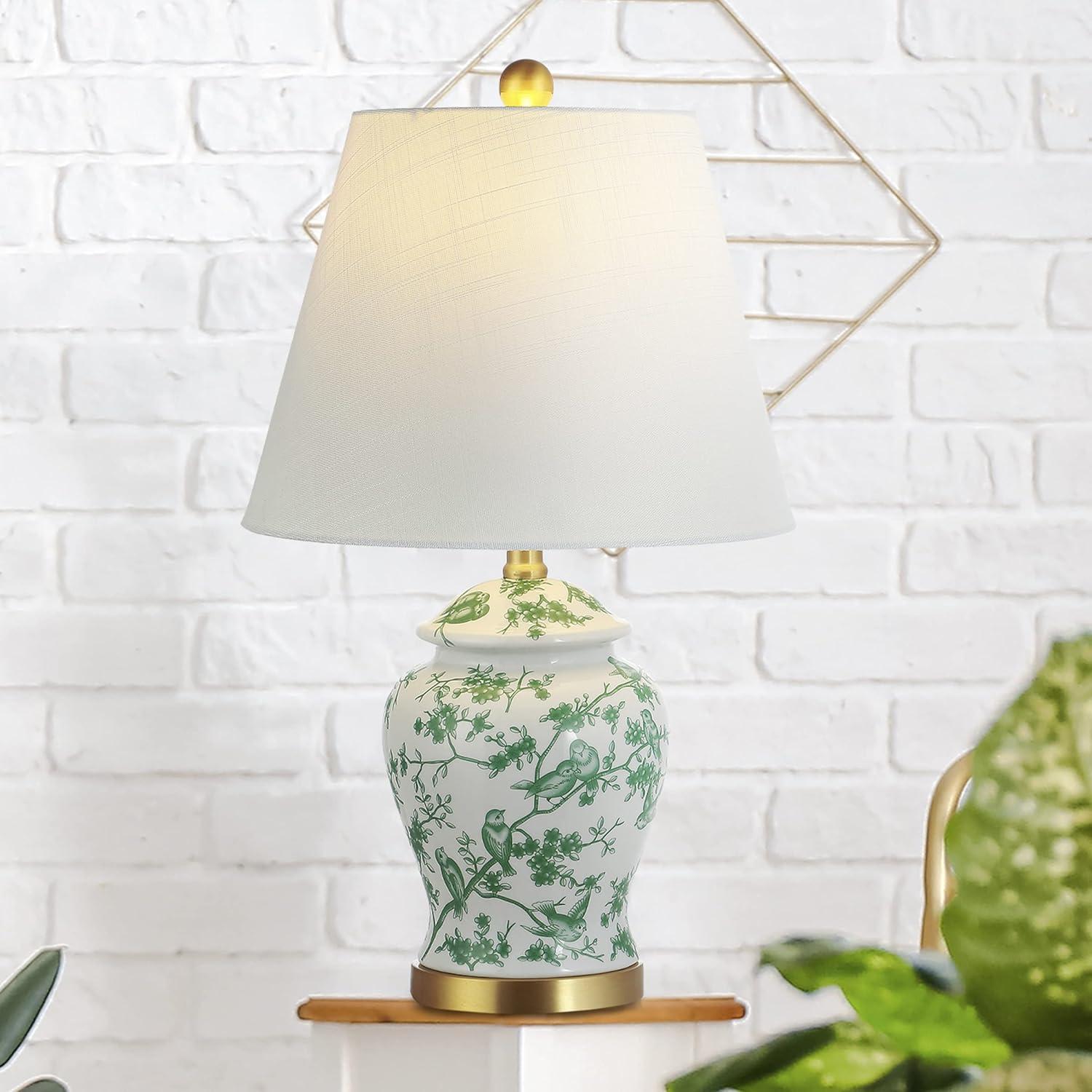 Penelope 22" Chinoiserie Classic LED Table Lamp, Green/White