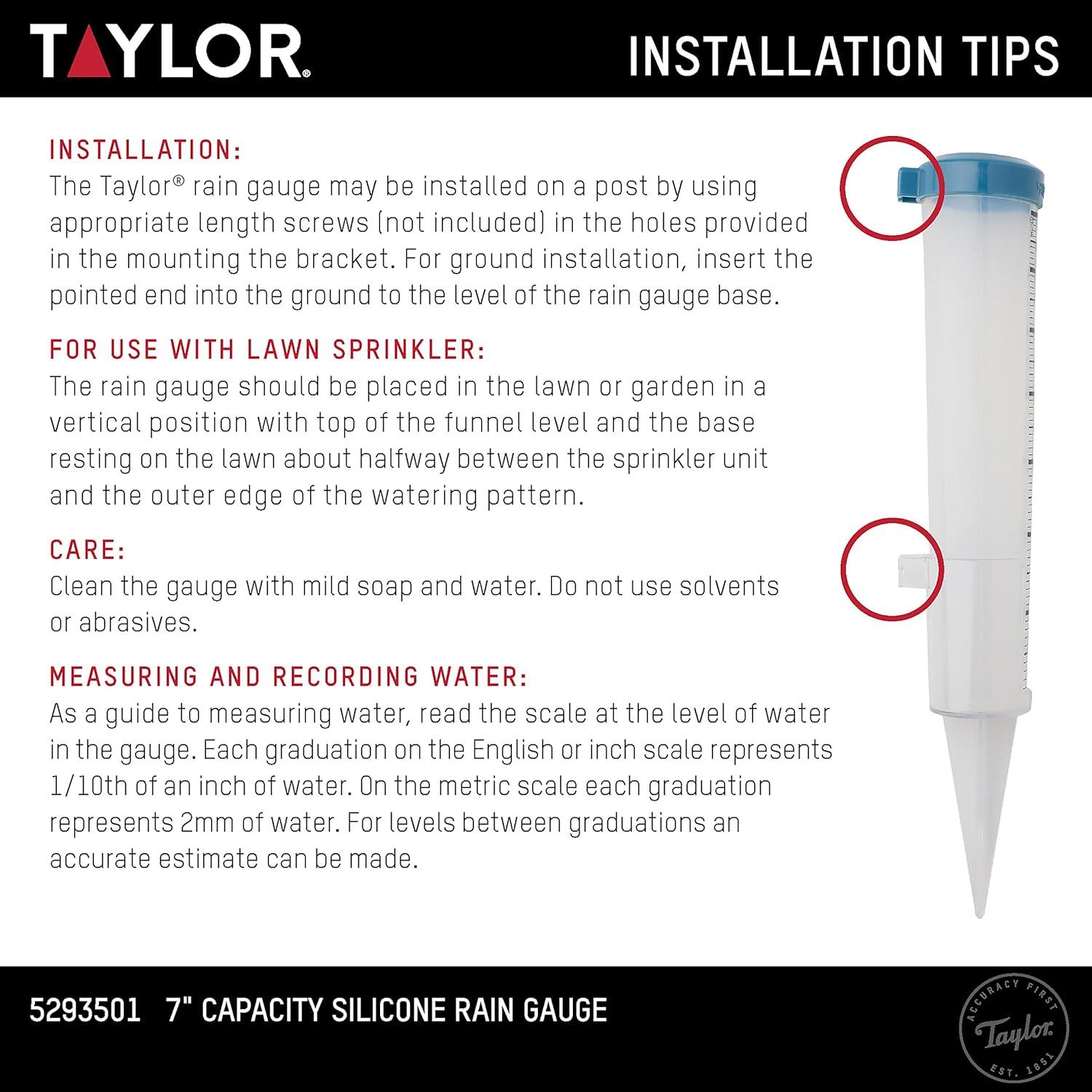 Taylor® Precision Products 7-In. Capacity Silicone Rain Gauge in Clear