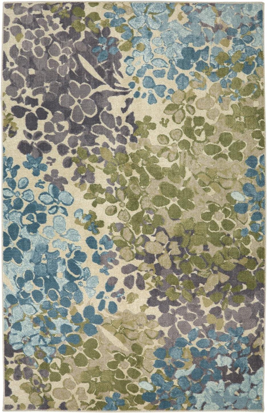 Aqua Splendor Abstract Floral 7'6"x10' Synthetic Area Rug