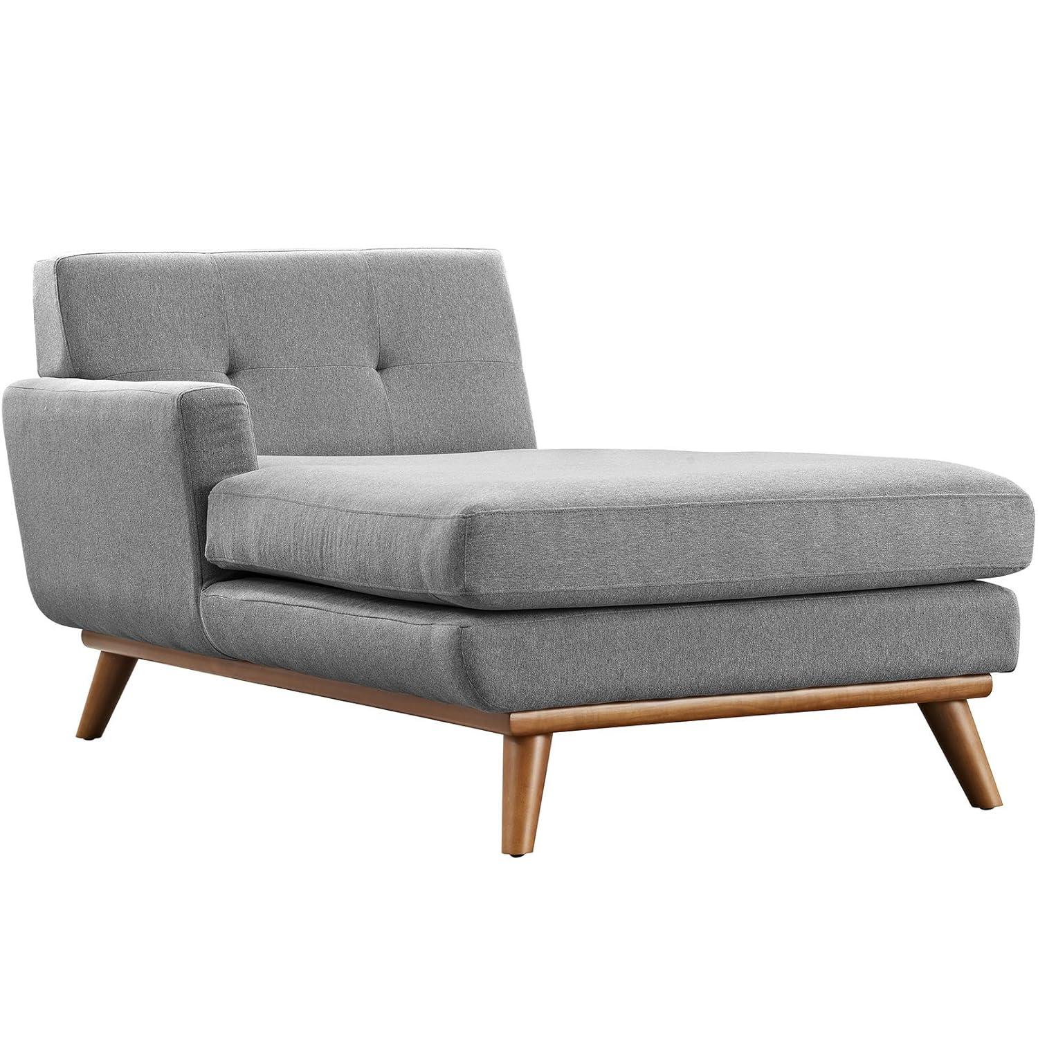 Modway Engage Left-Facing Upholstered Fabric Sectional Sofa in Expectation Gray