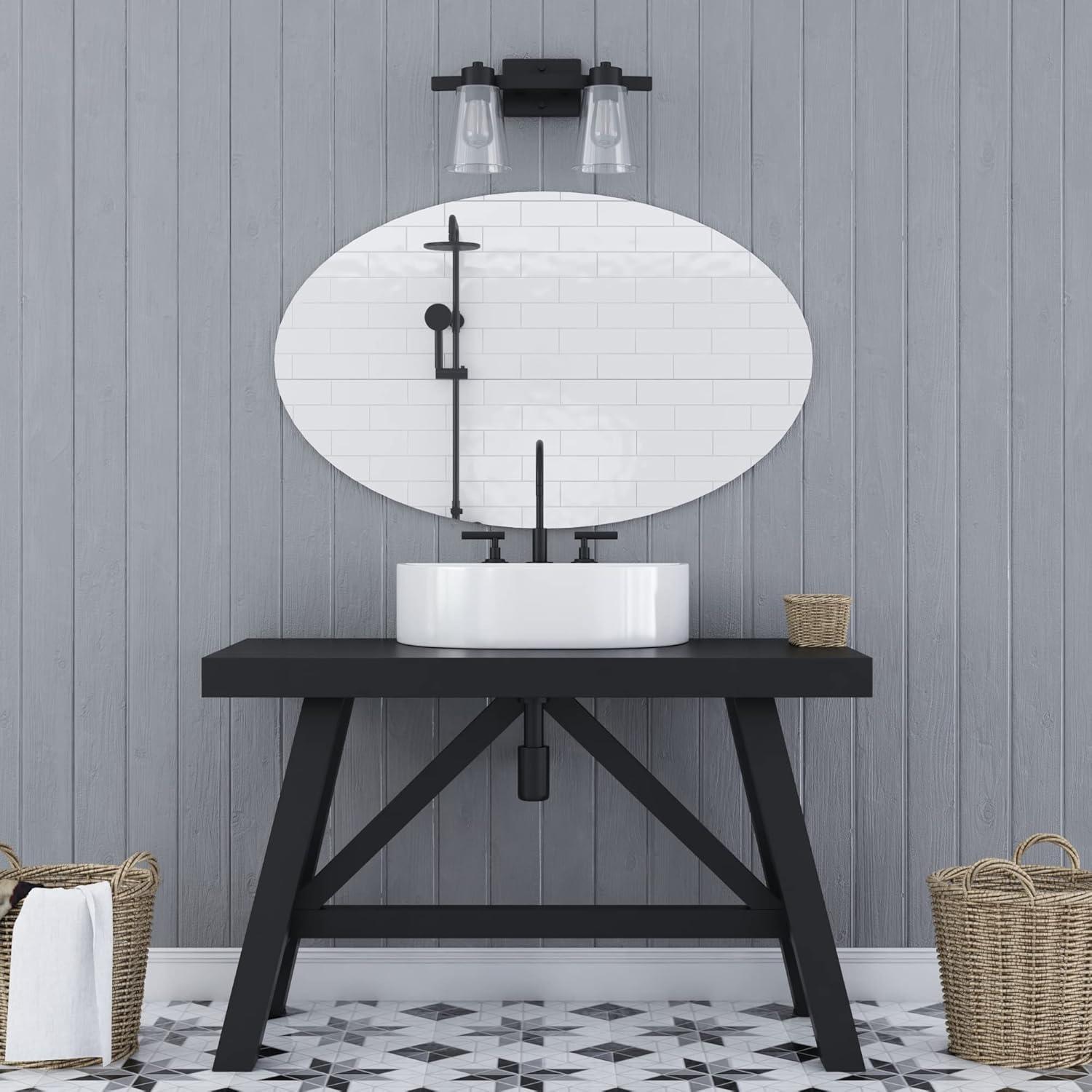 Prominence Home Fairendale 2-Light Matte Black Bathroom Vanity Light with Clear Glass Shade