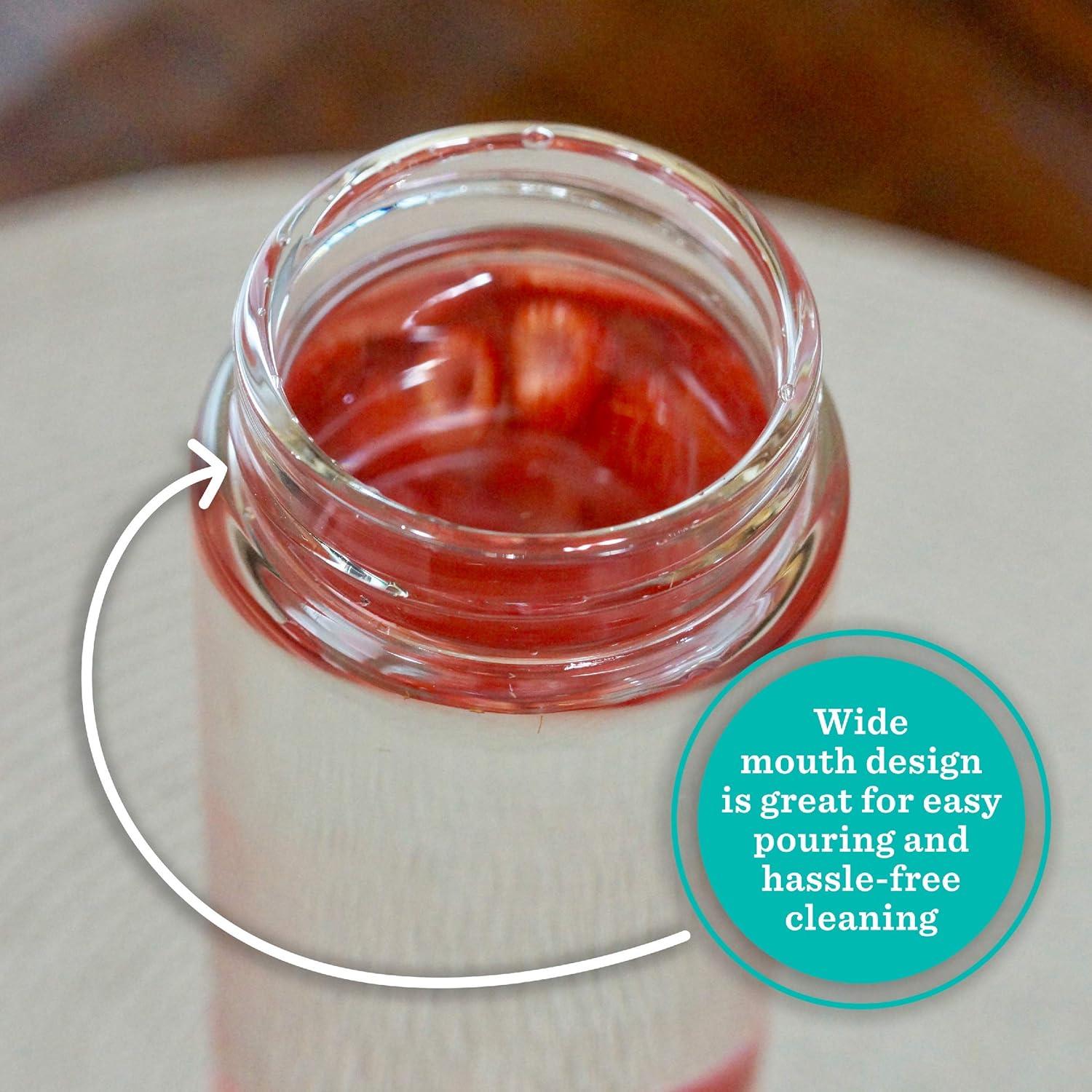 shuoli 4 Pack Wide Mouth Glass Bottles With Lids For Juicing, Smoothies, Infused Water, Beverage Storage - 10Oz, BPA Free, Stainless Steel Lids, Leakproof, Reusable, Borosilicate