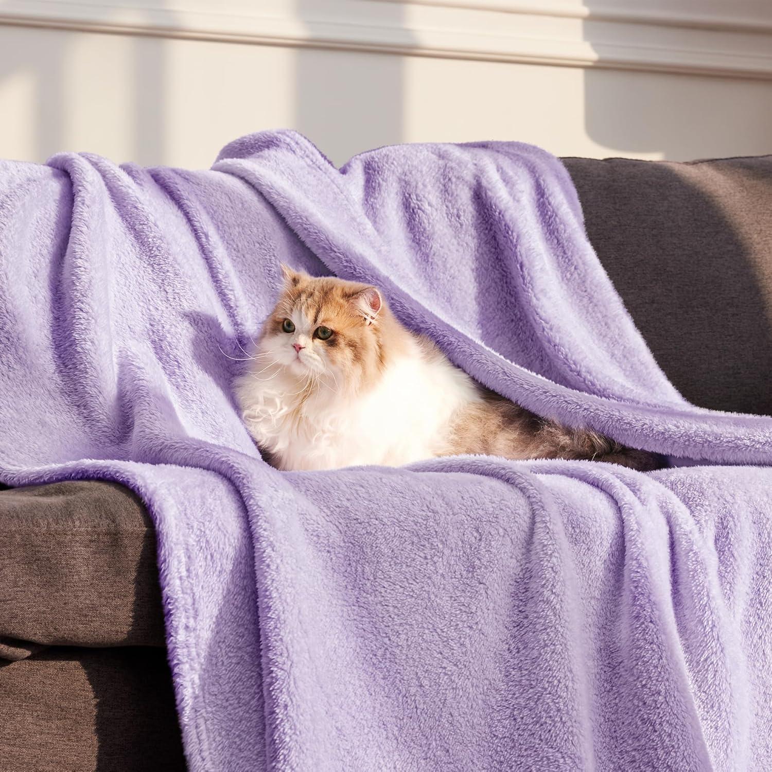 Whale Flotilla Extra Large Fleece Throw Blanket 50x70 Inch, Super Plush and Soft 300GSM Blankets for All Season, Fluffy and Lightweight, Lilac