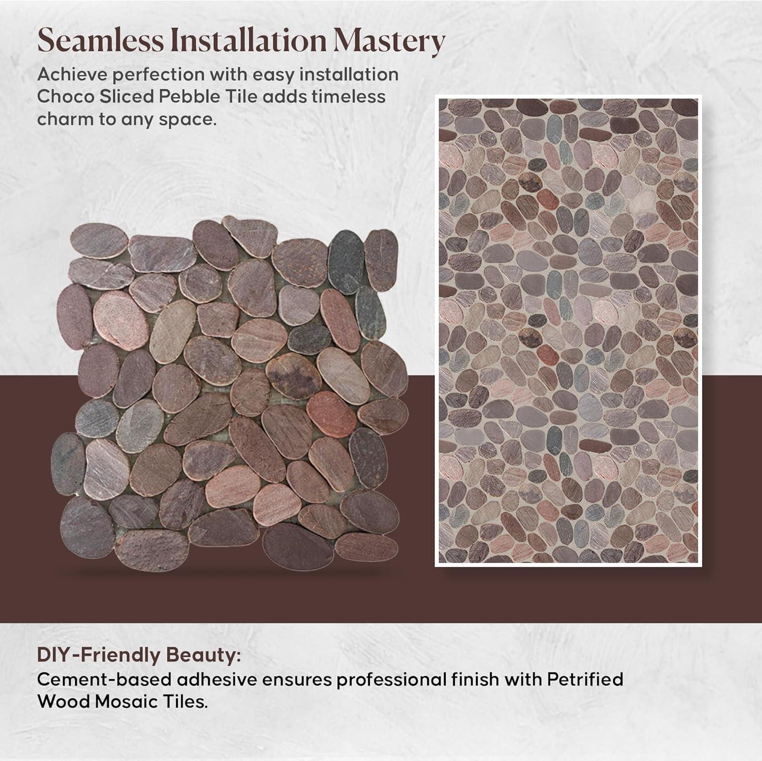 b.o.i Hawaii 12" x 12" Natural Stone Pebbles Mosaic Wall & Floor Tile