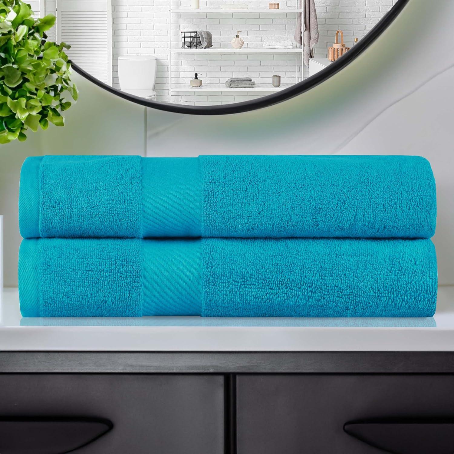 Superior Kendell Egyptian Cotton Bath Sheets, Set of 2, Capri Breeze