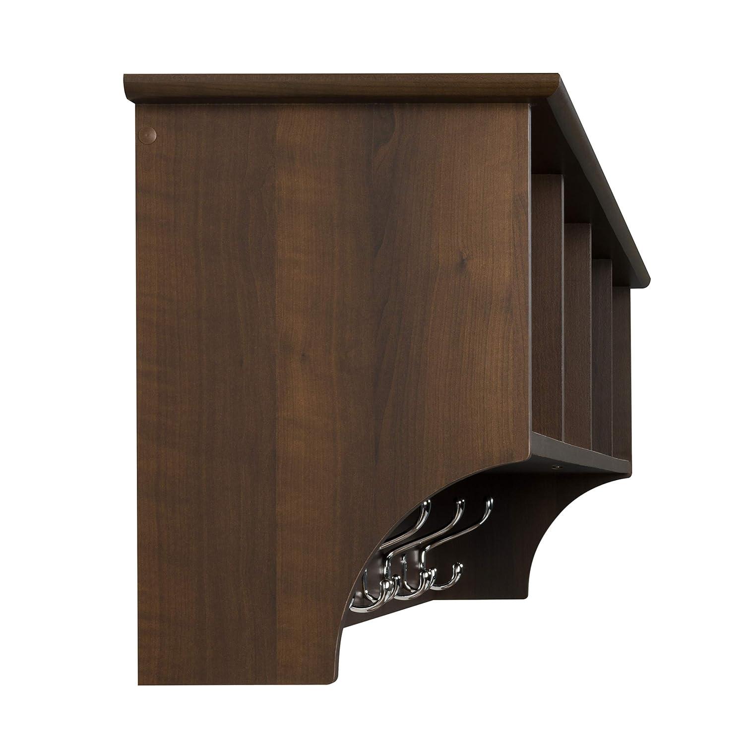 Douglas Entryway Hanging Shelf: Prepac Wall Organizer with Storage & Coat Hooks - 60" Wide