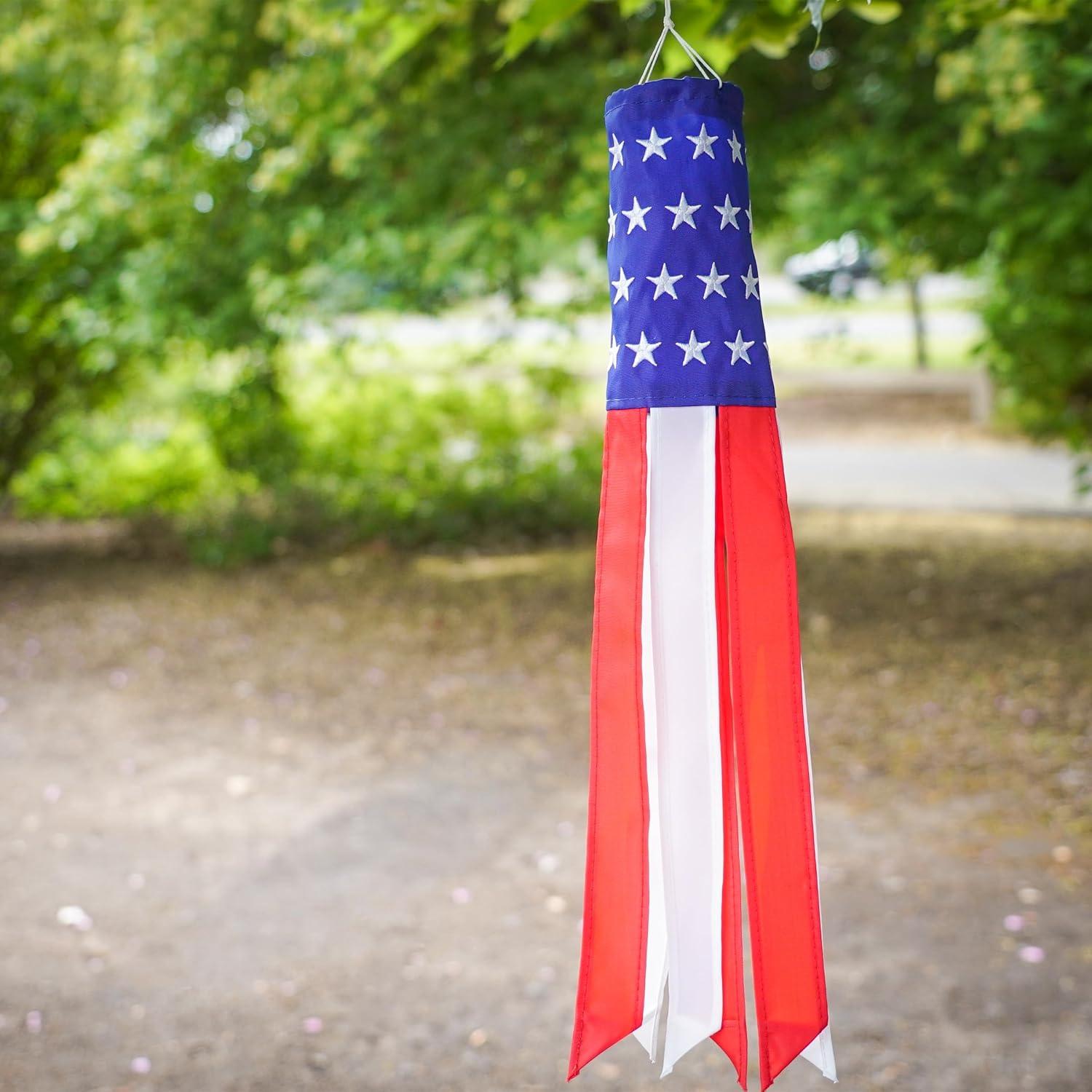 In the Breeze 5034 — 18-inch Stars & Stripes Windsock — Patriotic Hanging Windsock Decor