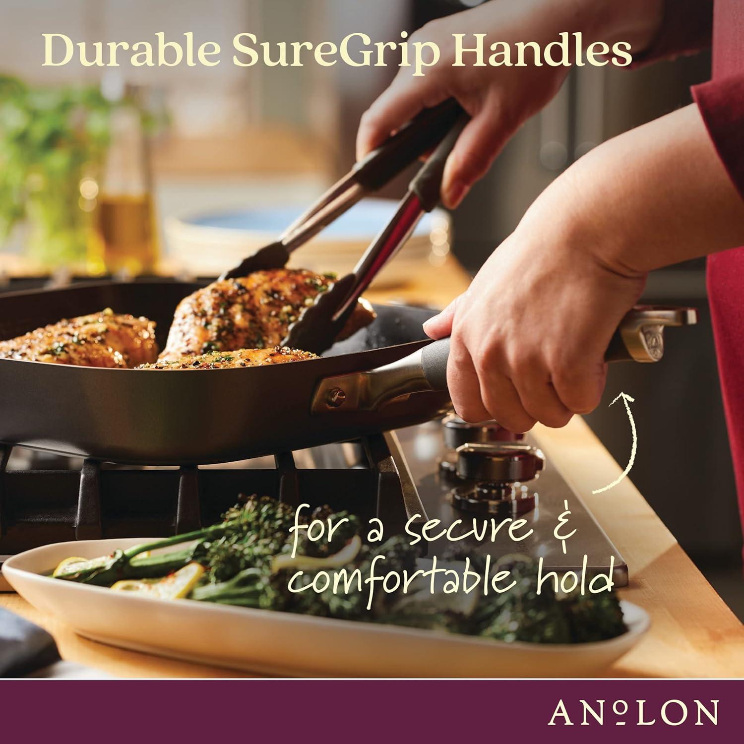 Anolon Anolon Advanced Home Hard Anodized Nonstick Deep Square Grill / Griddle Pan With Pour Spouts,11 Inch