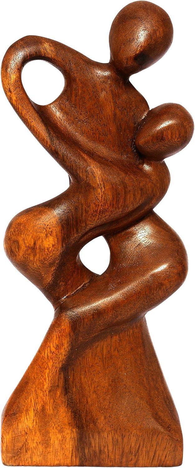 12" Wooden Handmade Abstract Sculpture Statue Handcrafted "Forever Mine" Gift Art Decorative Home Decor Figurine Accent Decoration Artwork Hand Carved