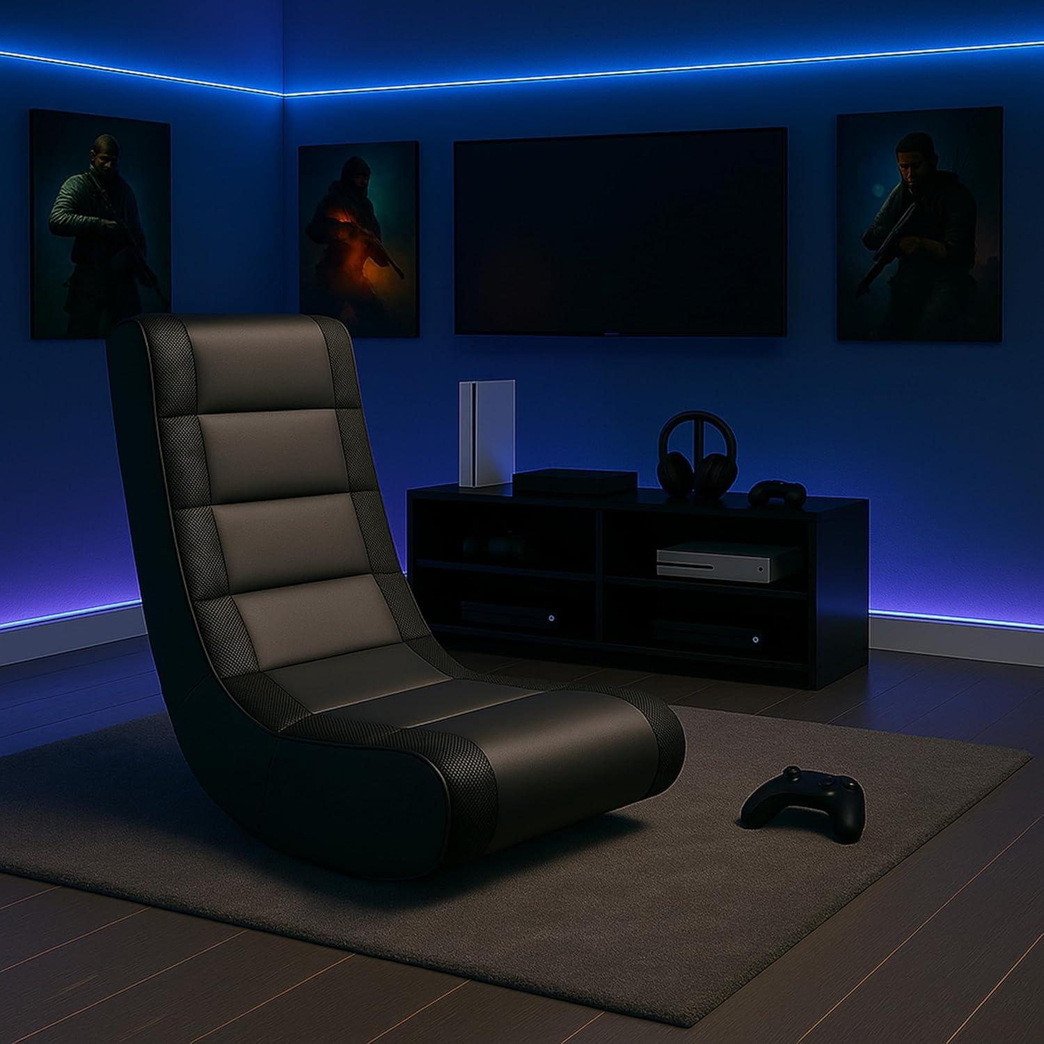 Video Rocker Gaming Chair Black - The Crew Furniture: Ergonomic Rocking Design, No Assembly Required