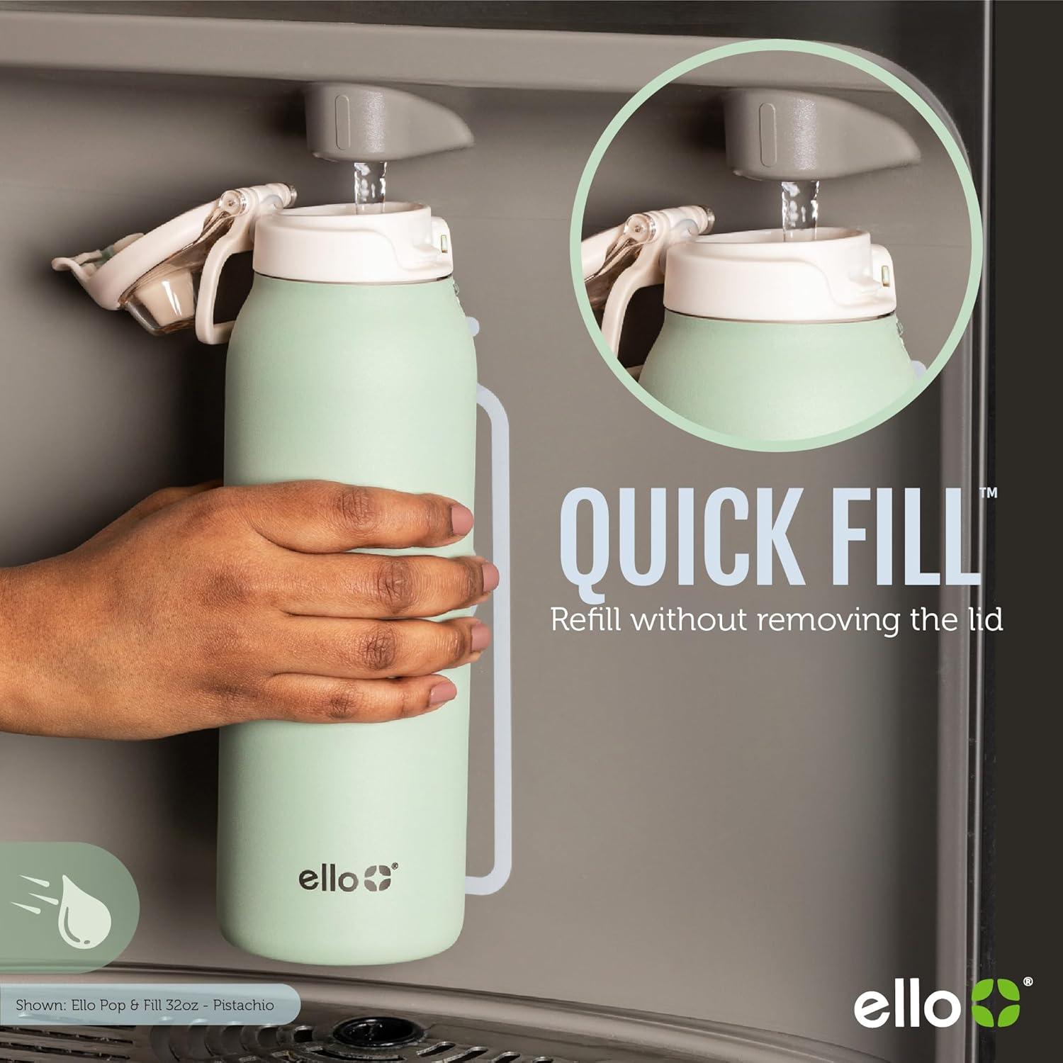 Ello Pop and Fill 22oz Stainless Steel Water Bottle Peach
