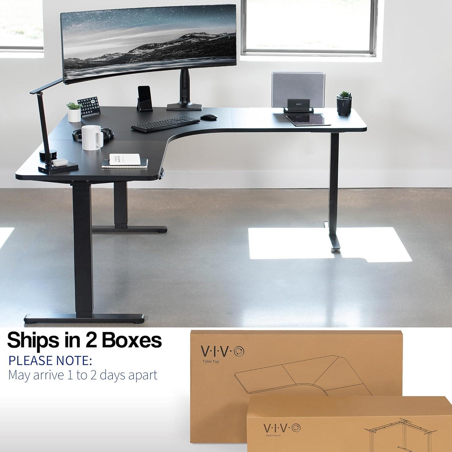 VIVO Electric 71" x 71" Curved Corner Stand Up Desk (E3CB2 Series)