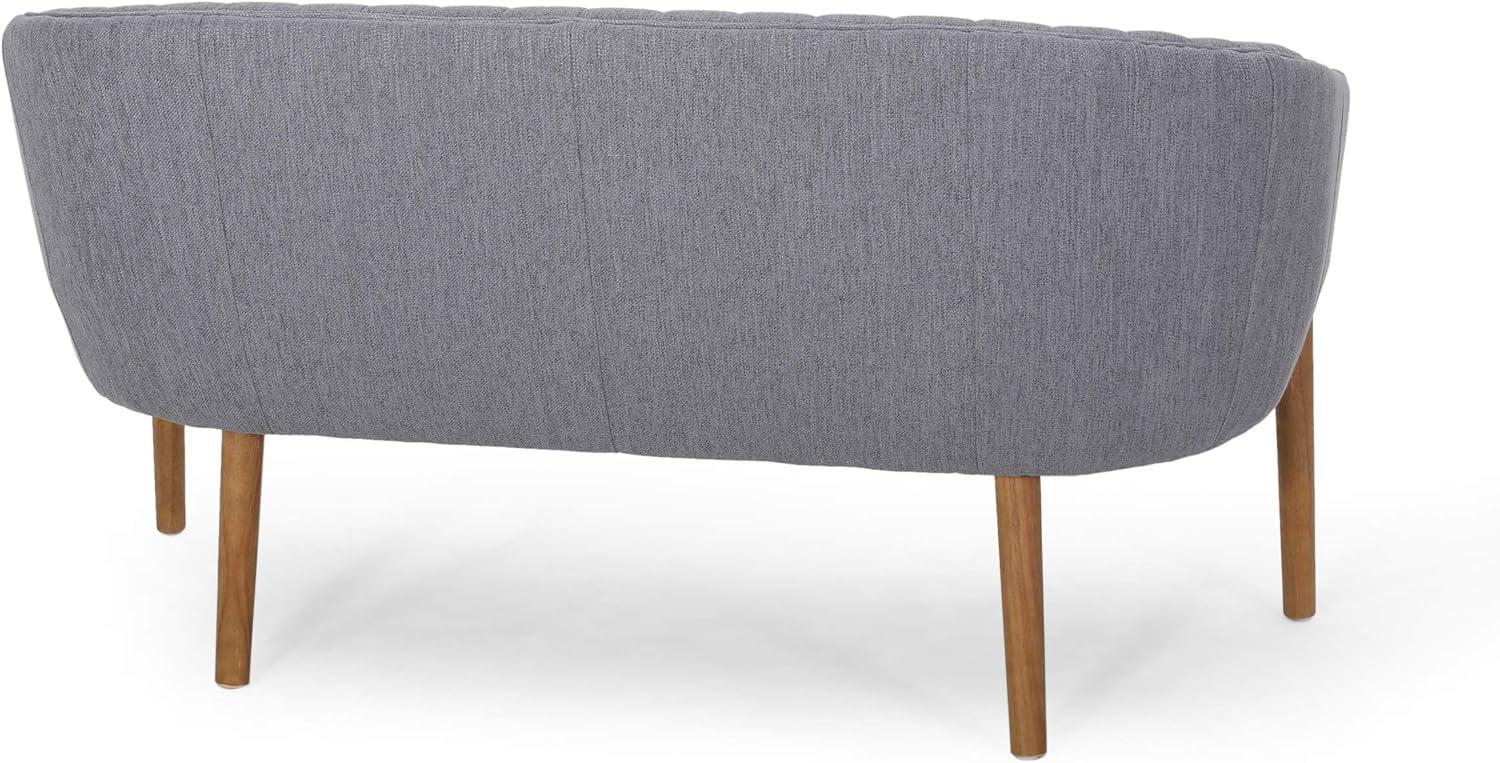 Deborah Mid-Century Beige Fabric Loveseat with Wood Legs