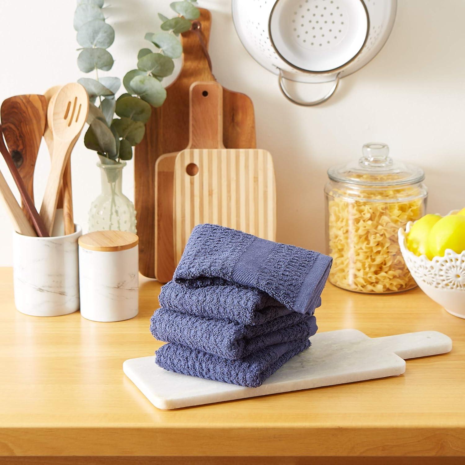 Solid French Blue Waffle Terry Dishtowel (Set of 4)