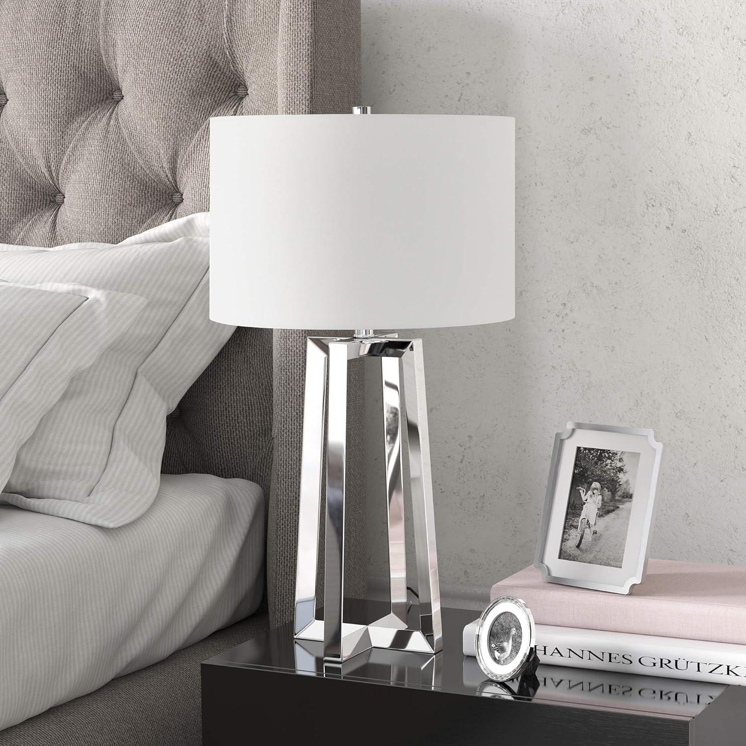 Helena 24.5" Polished Nickel Table Lamp with White Shade