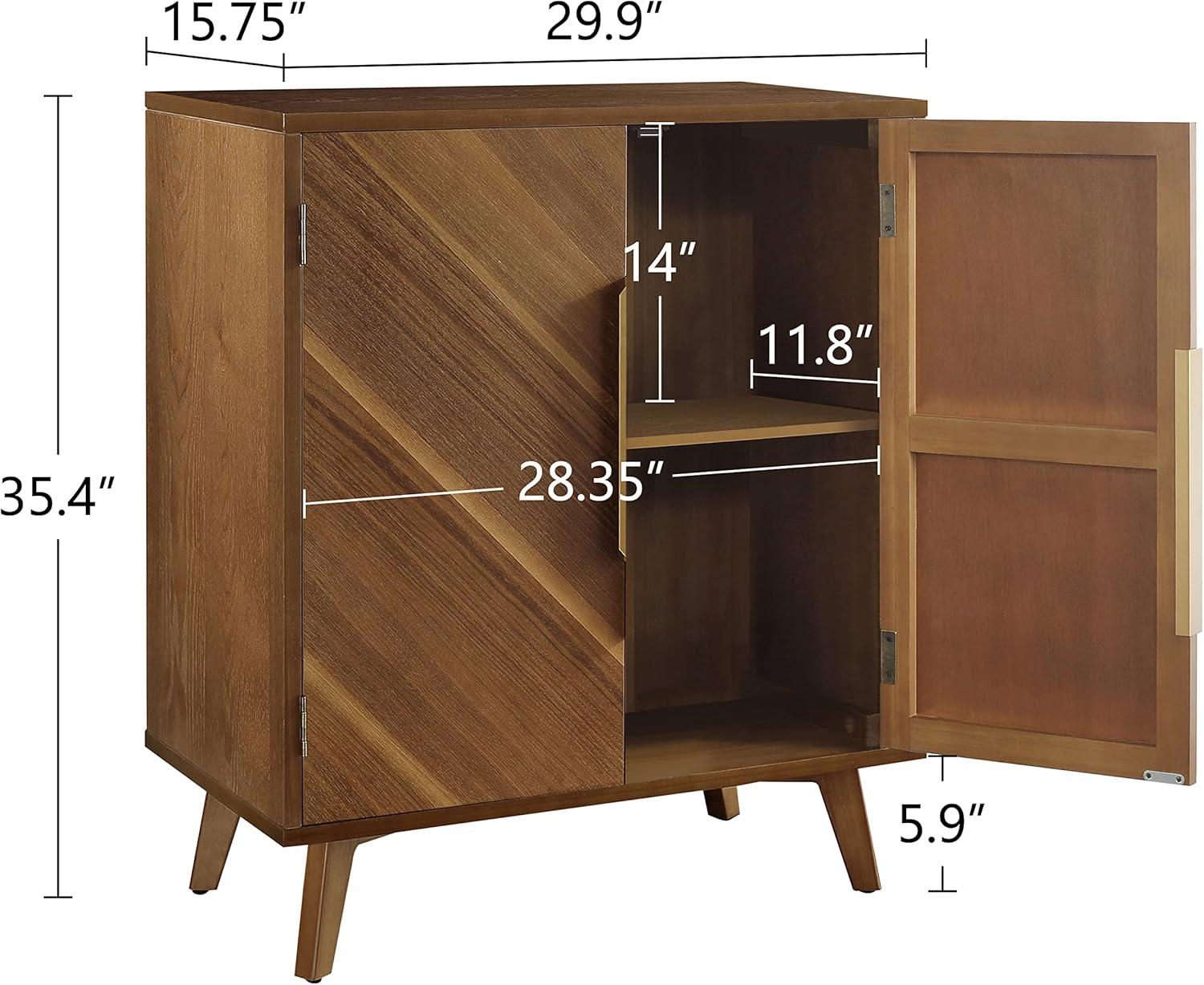Art Leon 2-Door Console Cabinet Rustic Kitchen Table Wood Frame Sideboard, Brown