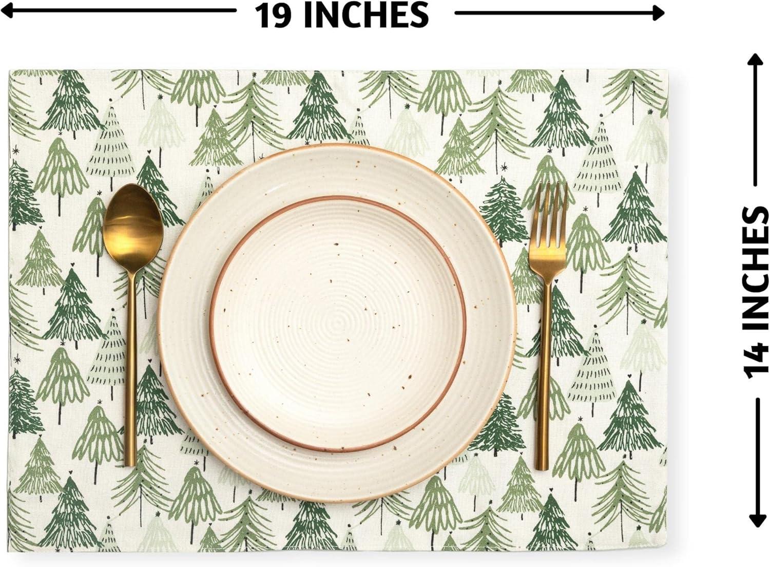 Folkulture Woven Placemats Set of 6, 100% Cotton Table Placemats Heat Resistant, Washable for Boho or Farmhouse Decor 14" x 19" (Christmas Story)