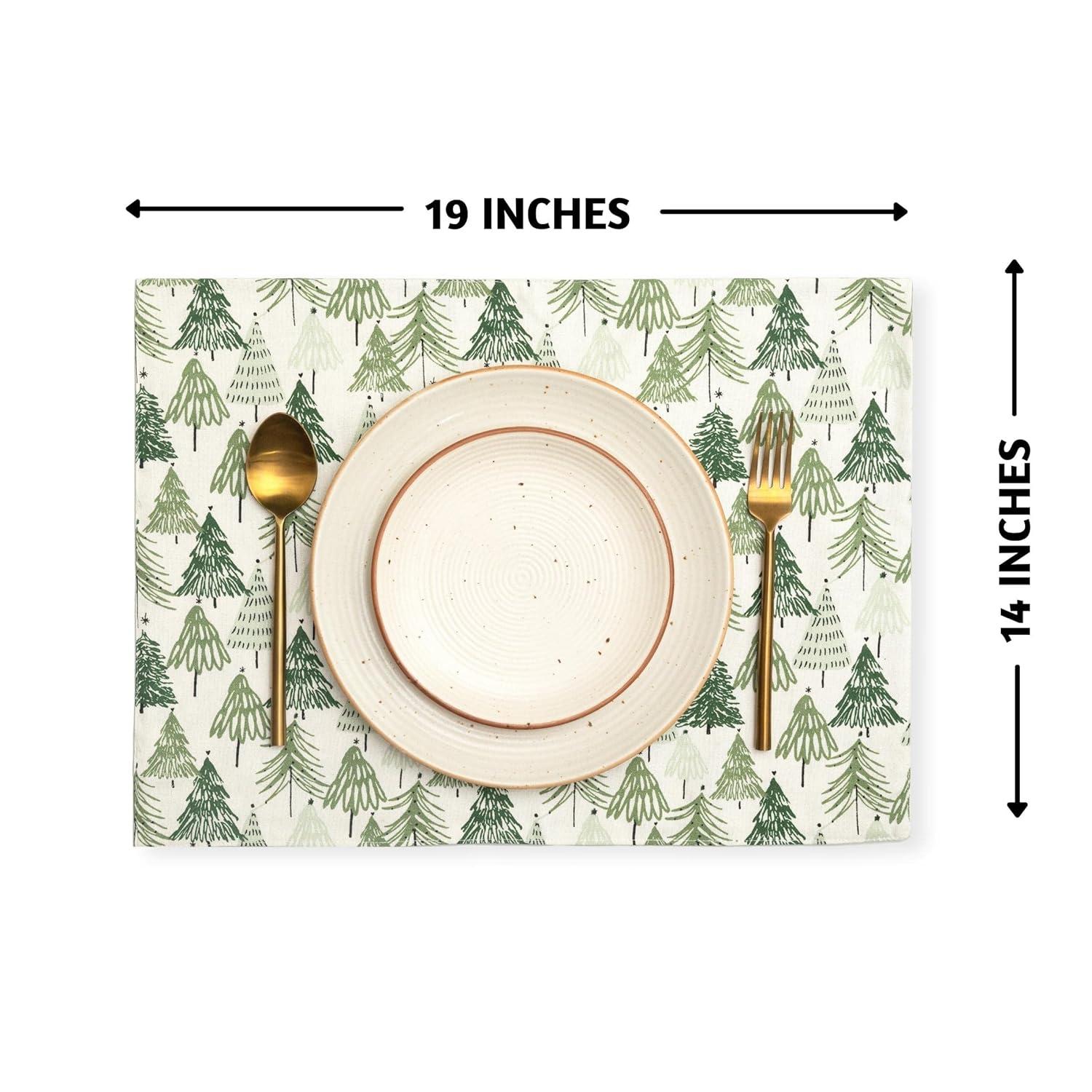 Folkulture Woven Placemats Set of 6, 100% Cotton Table Placemats Heat Resistant, Washable for Boho or Farmhouse Decor 14" x 19" (Christmas Story)