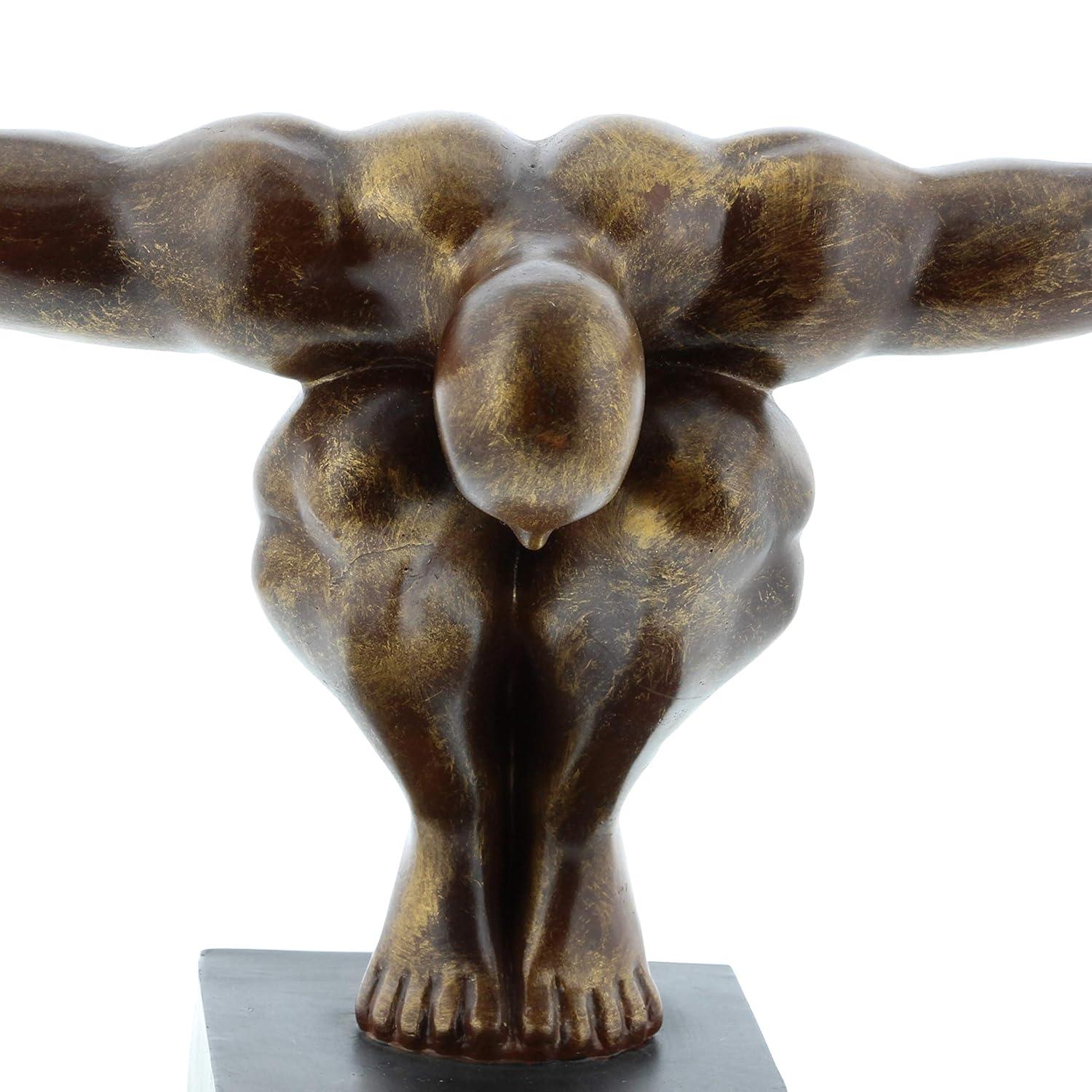 Red Barrel Studio® Cleophis Polystone Diver Decorative Bronze Sculpture with Black Base