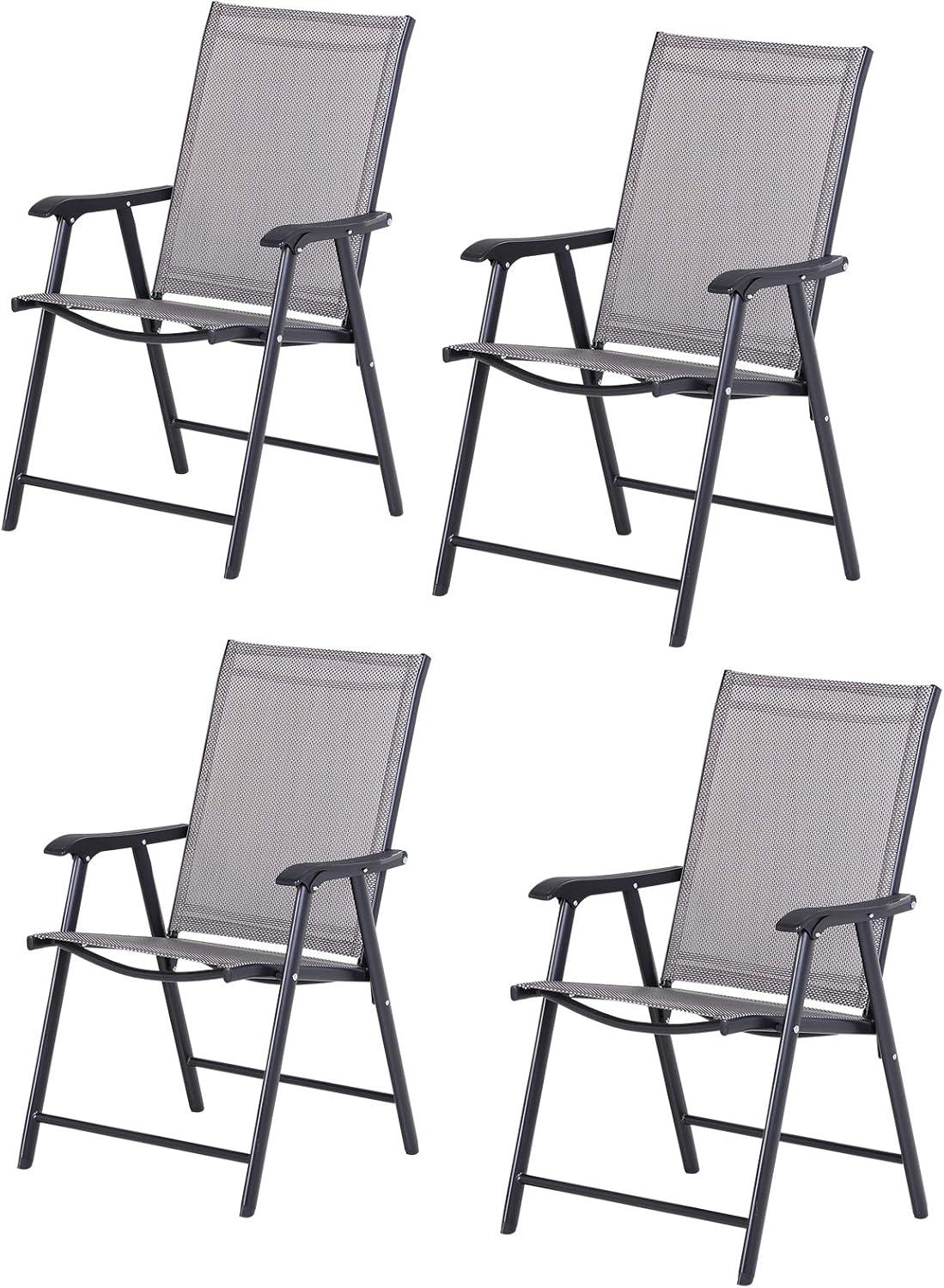 Outsunny Folding Outdoor Patio Chairs Stackable Portable for Deck, Garden, Camping and Travel