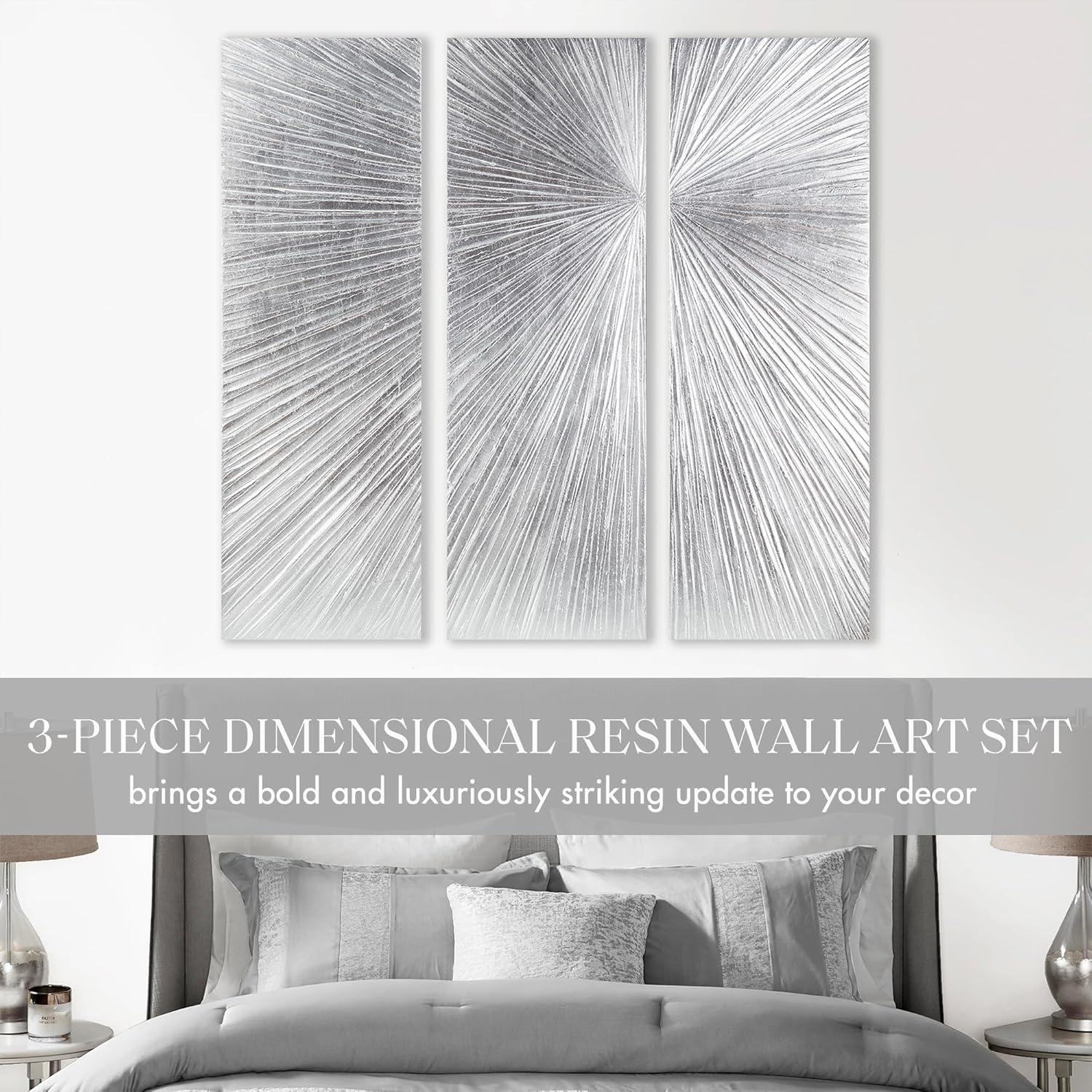 Sunburst Hand Painted Triptych 3-piece Dimensional Resin Wall Art Set