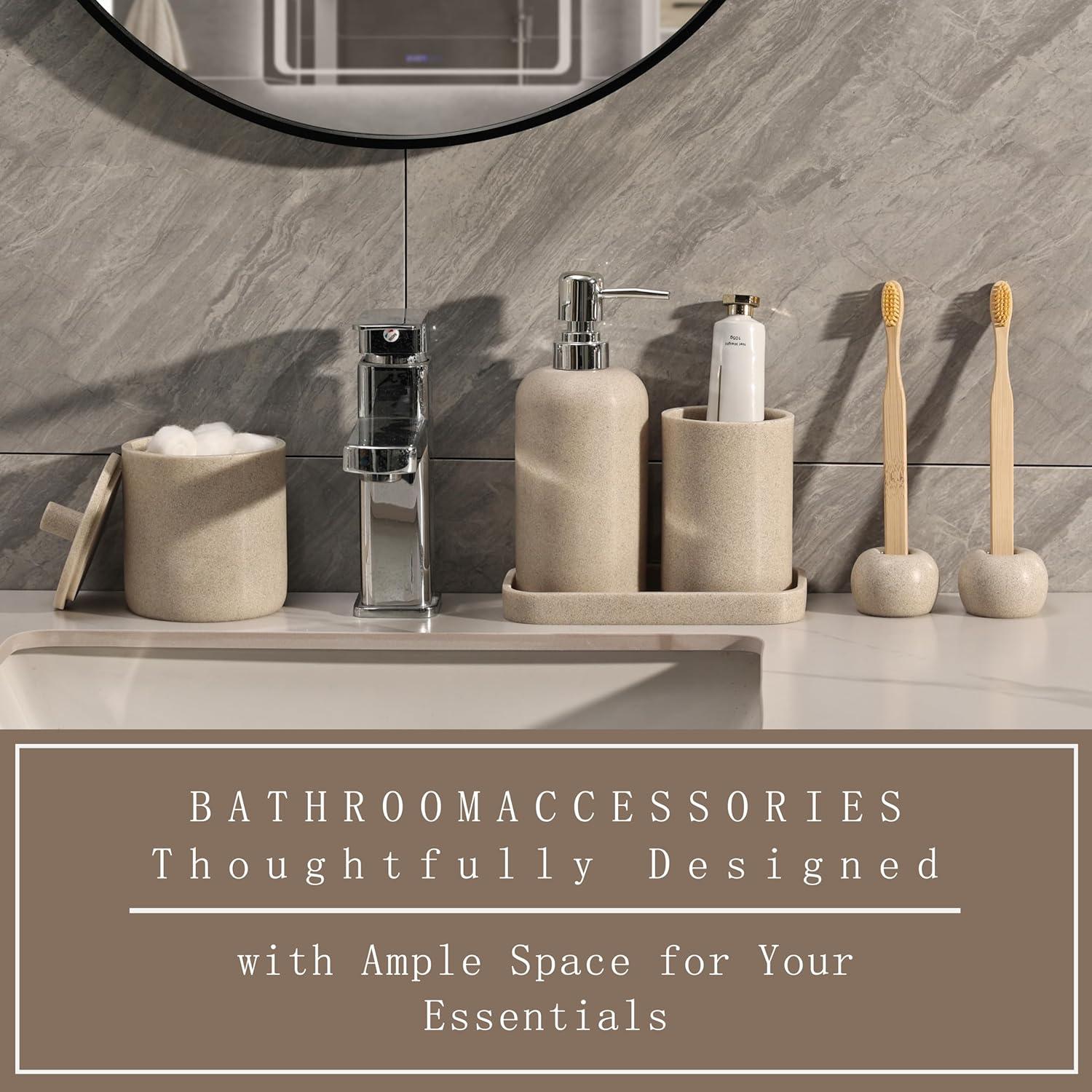 Bathroom Accessories Set 6 Pcs, Countertop Vanity Organizer Bathroom Accessory Set