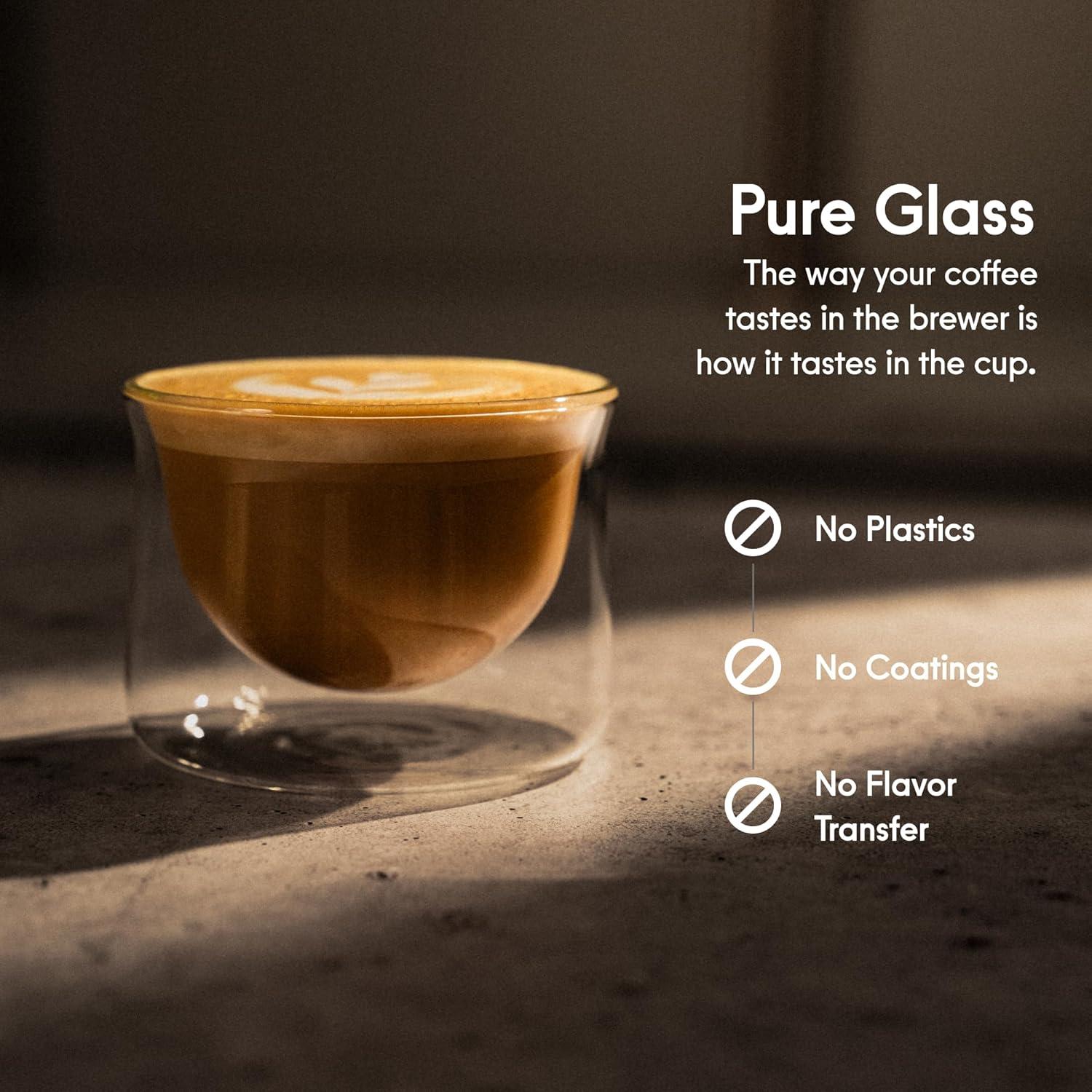 FLUR Latte Glass (Set of 2): For Lattes and Milk Drinks - Makes Latte Art Easier - Double-Walled Borosilicate Glass - Handmade - 7oz (Teal)