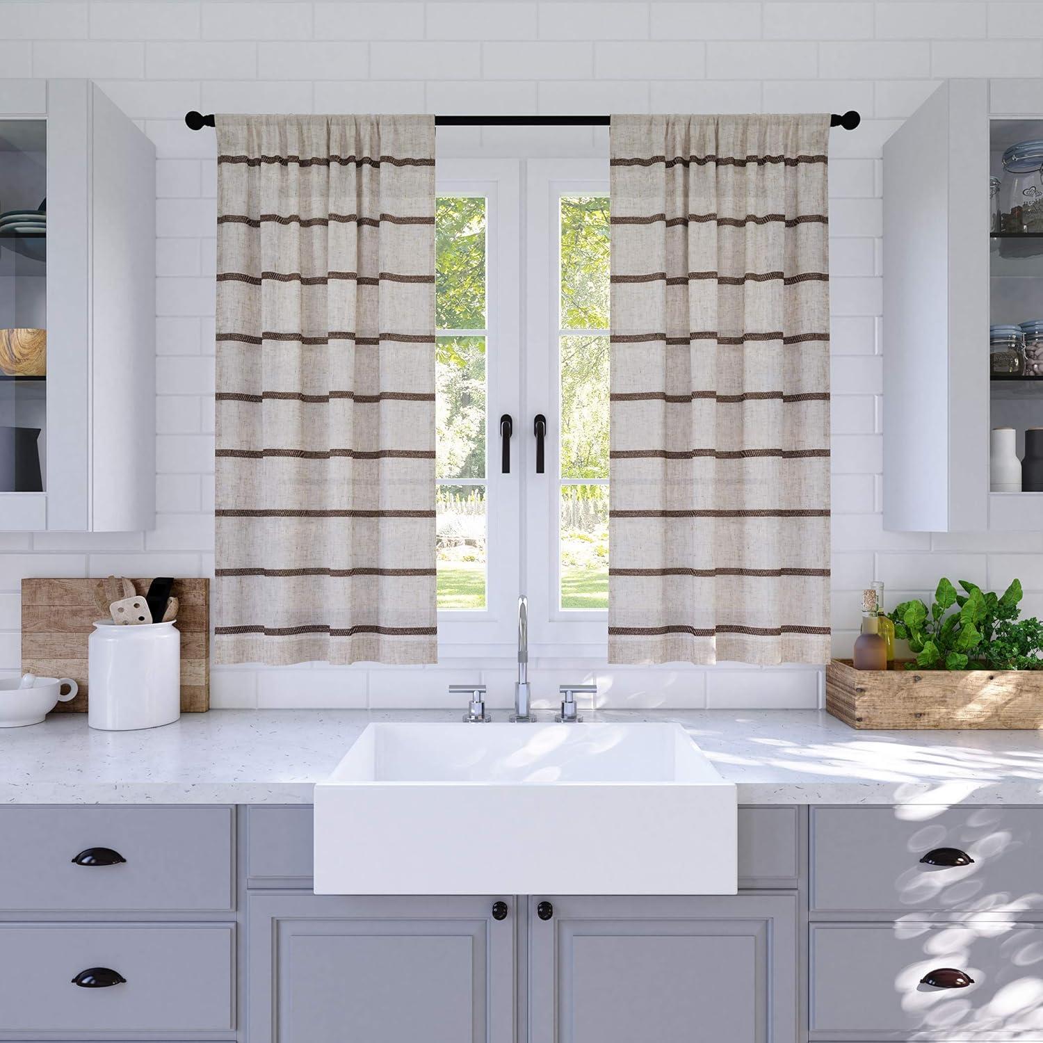 Striped Tailored Kitchen Curtain