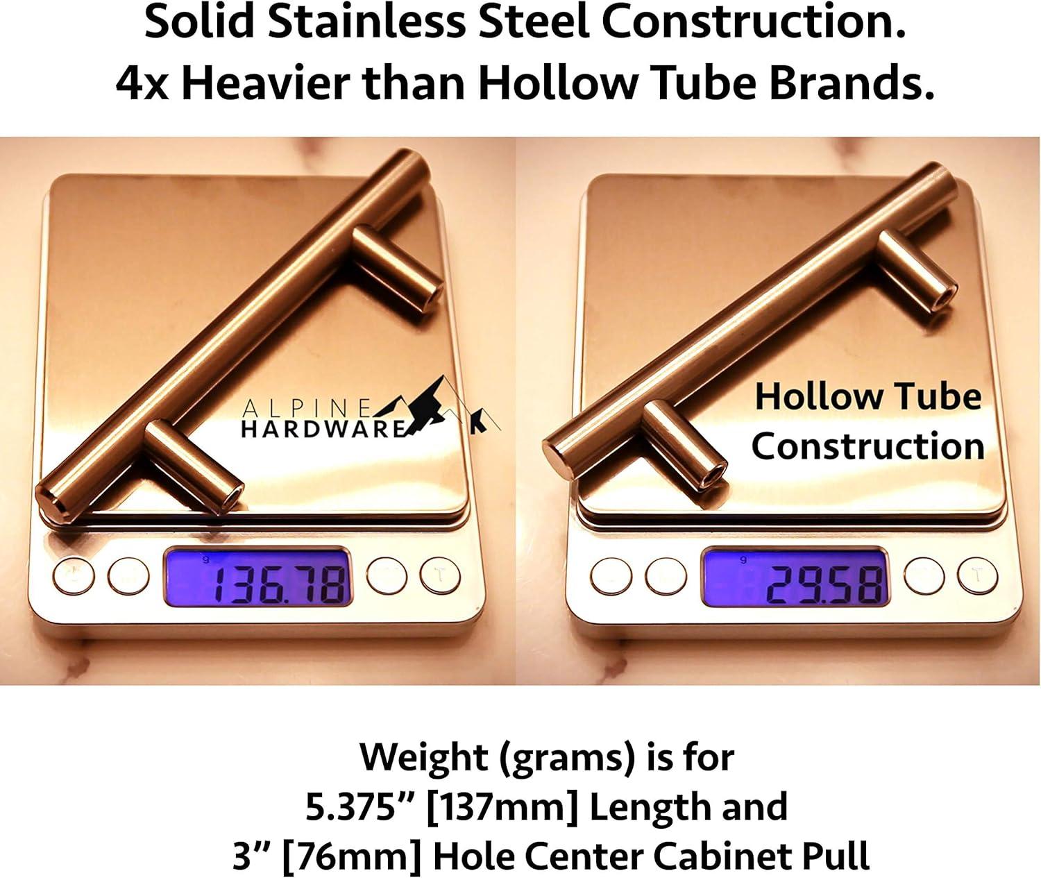 Alpine Hardware Premium Stainless Steel 5" Center to Center Bar Pull Multipack (Set of 5)
