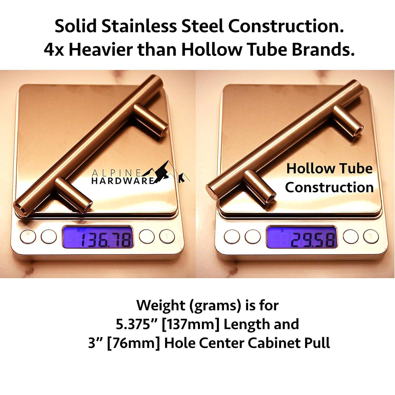 Alpine Hardware Premium Stainless Steel 5" Center to Center Bar Pull Multipack (Set of 5)