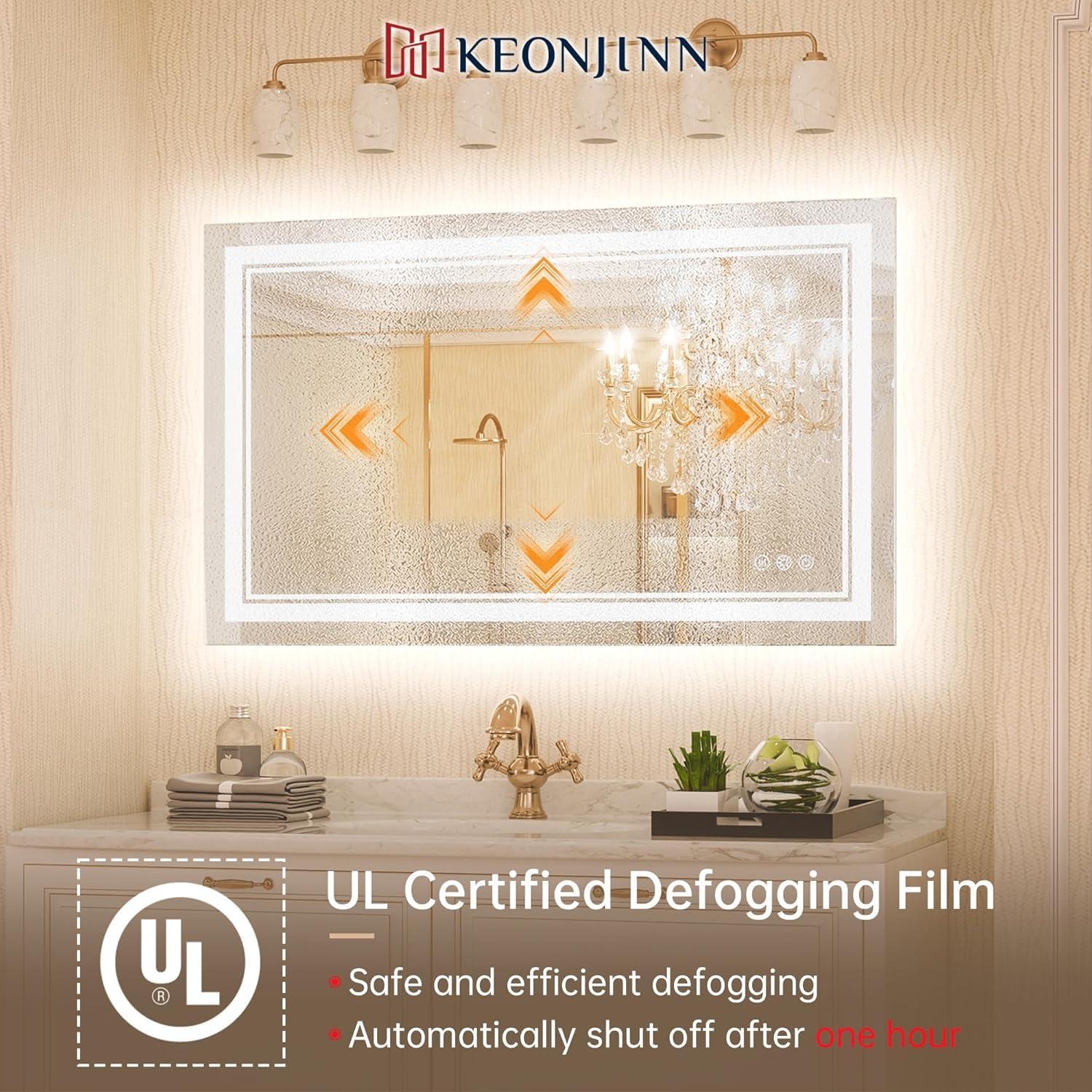 Ivy Bronx Keonjinn 40 X 24 In LED Bathroom Mirror With Lights, Adjustable 3 Color Lights, LED Vanity Mirror, Wall Mounted Anti-Fog Dimmable Mirror, UL Listed LED Driver, HD Tempered Glass(Horizontal/Vertical)