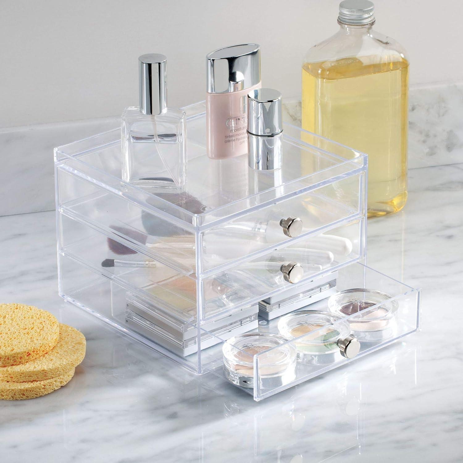 iDESIGN Plastic Slim 3-Drawer Desk Organization Set Clear